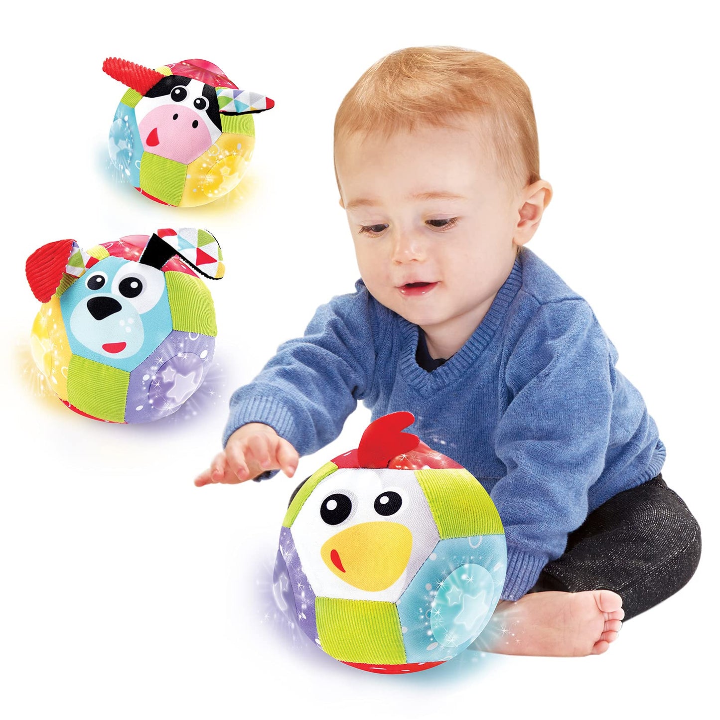 Yookidoo Baby Toys - Light Up Glow Plush Ball with Sounds - Lights N Music - Motion Activated Sensory Musical Stuffed Baby Toy Ball - Ages 3 Months +