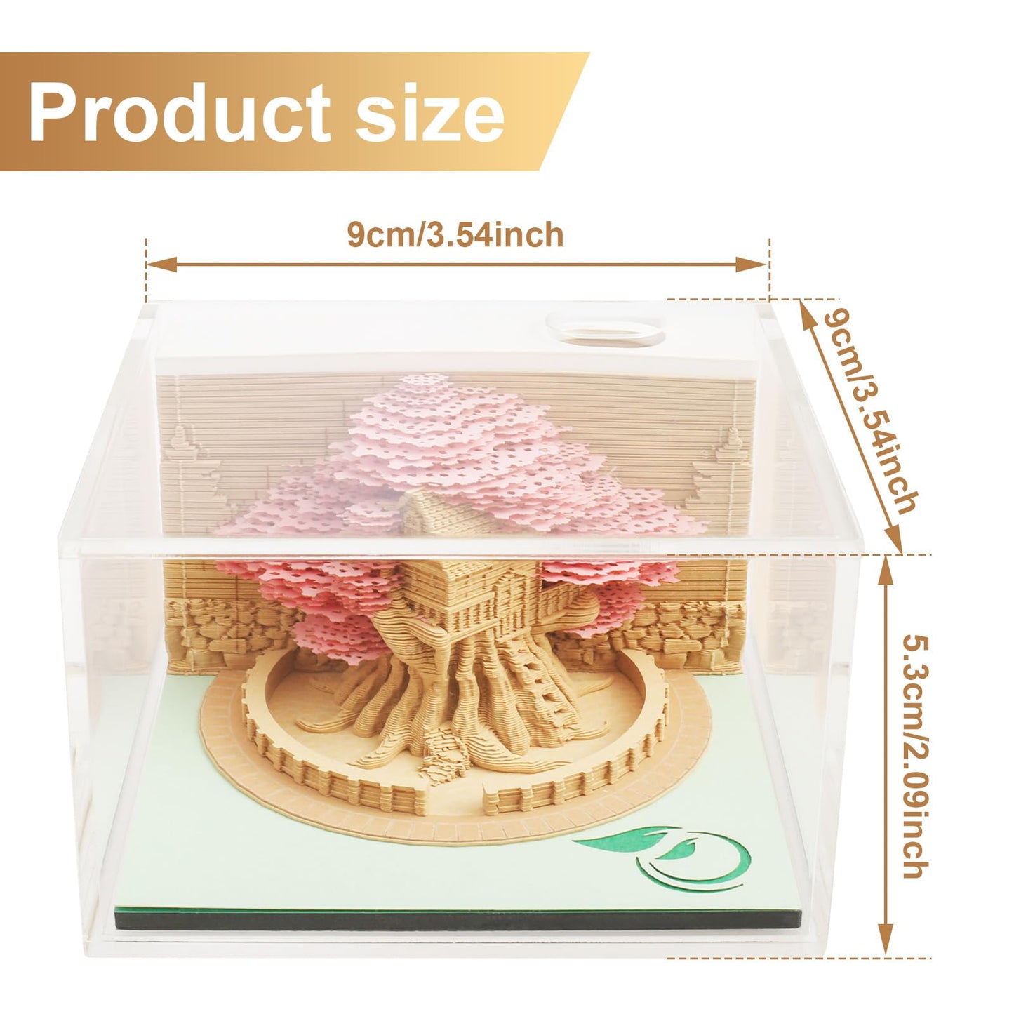 LAINIUTE 3D Art Calendar Memo Pad 2025, Desktop Decor with Light, Time Piece Calendar 2025, Weekly Tearable Paper Sculpture Calendar for Christmas Desktop Decoration (Pink Tree House Ornament)