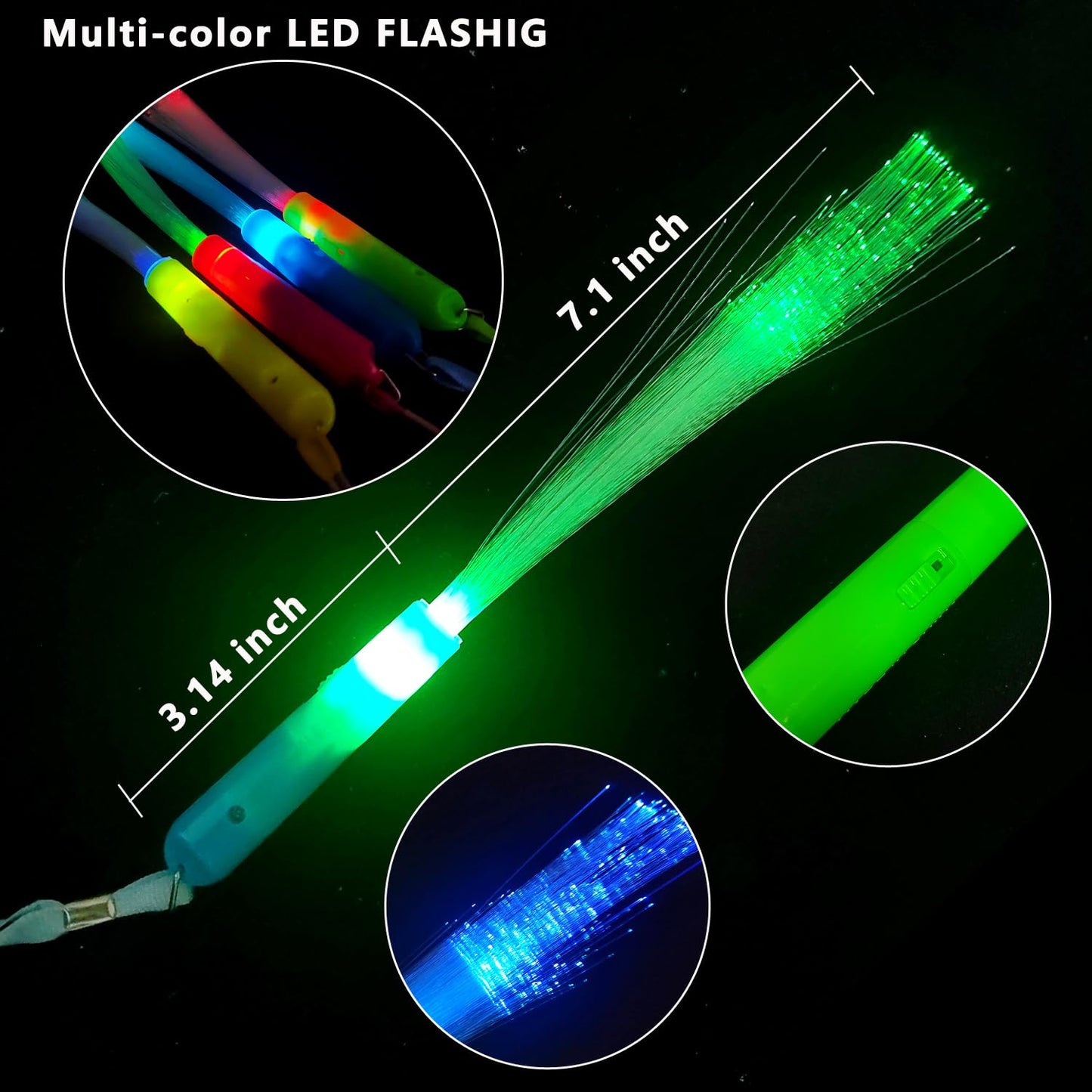 Glow Fiber Optic Wands Glow Sticks Bulk Party Pack,Glow in The Dark Party Supplies Favor Flashing Light Up Sticks for Birthday Holiday Party Wedding Halloween Christmas New Year's Eve 2026(36)