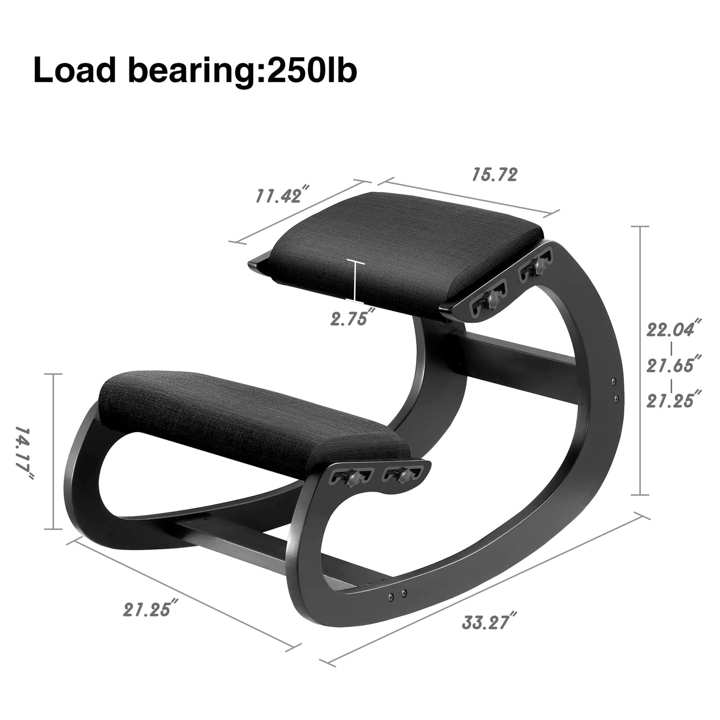 Adjustable Kneeling Chair, Wooden Ergonomic Chair Knee Chair Posture Chair - Improve Your Posture with an Angled Seat for Home,Office (Cylindrical Black)