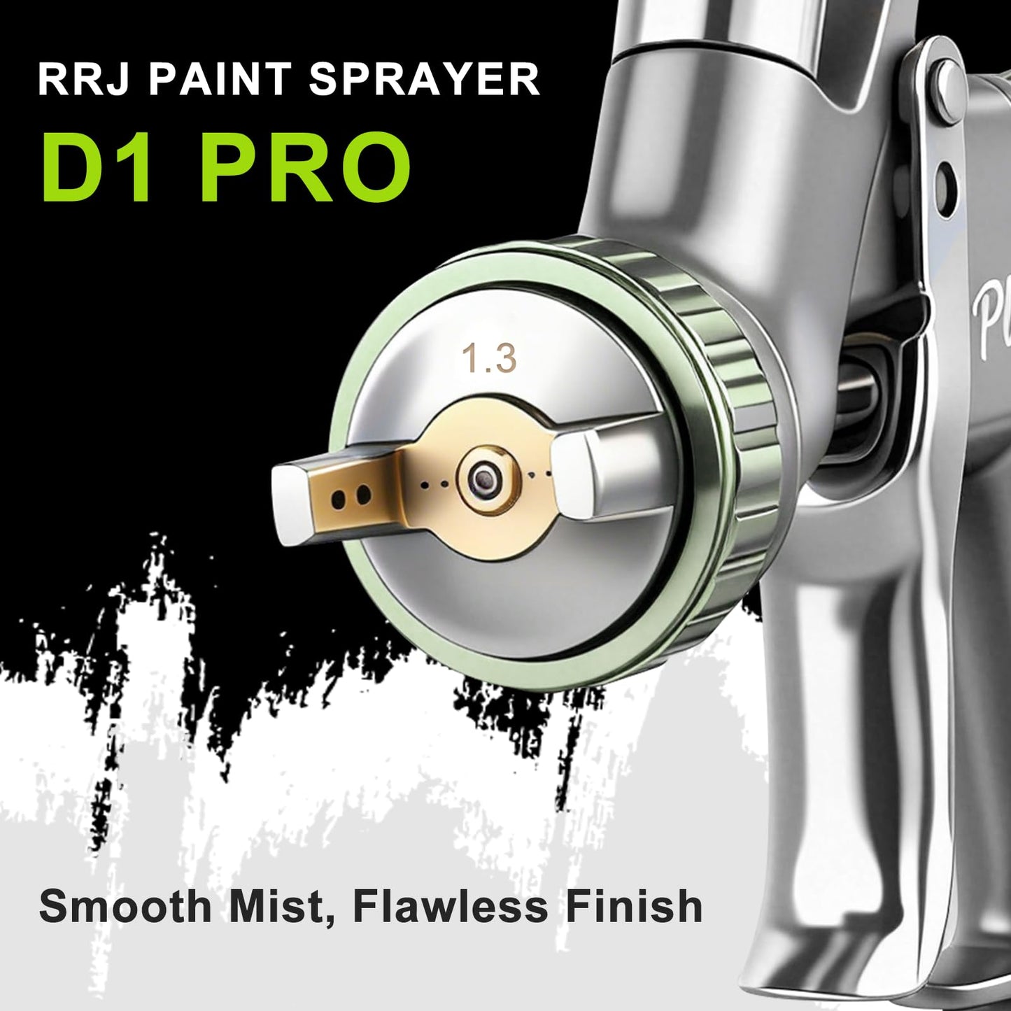 D1 LVLP Air Spray Gun Premium Kits, Paint Sprayer with 1.3/1.5/1.7mm Nozzles & Air Regulator, 10x 650ml Disposable Cups, Automotive Paint Gun for House, Cars, Furniture, Fence, Varnish&Top Coat