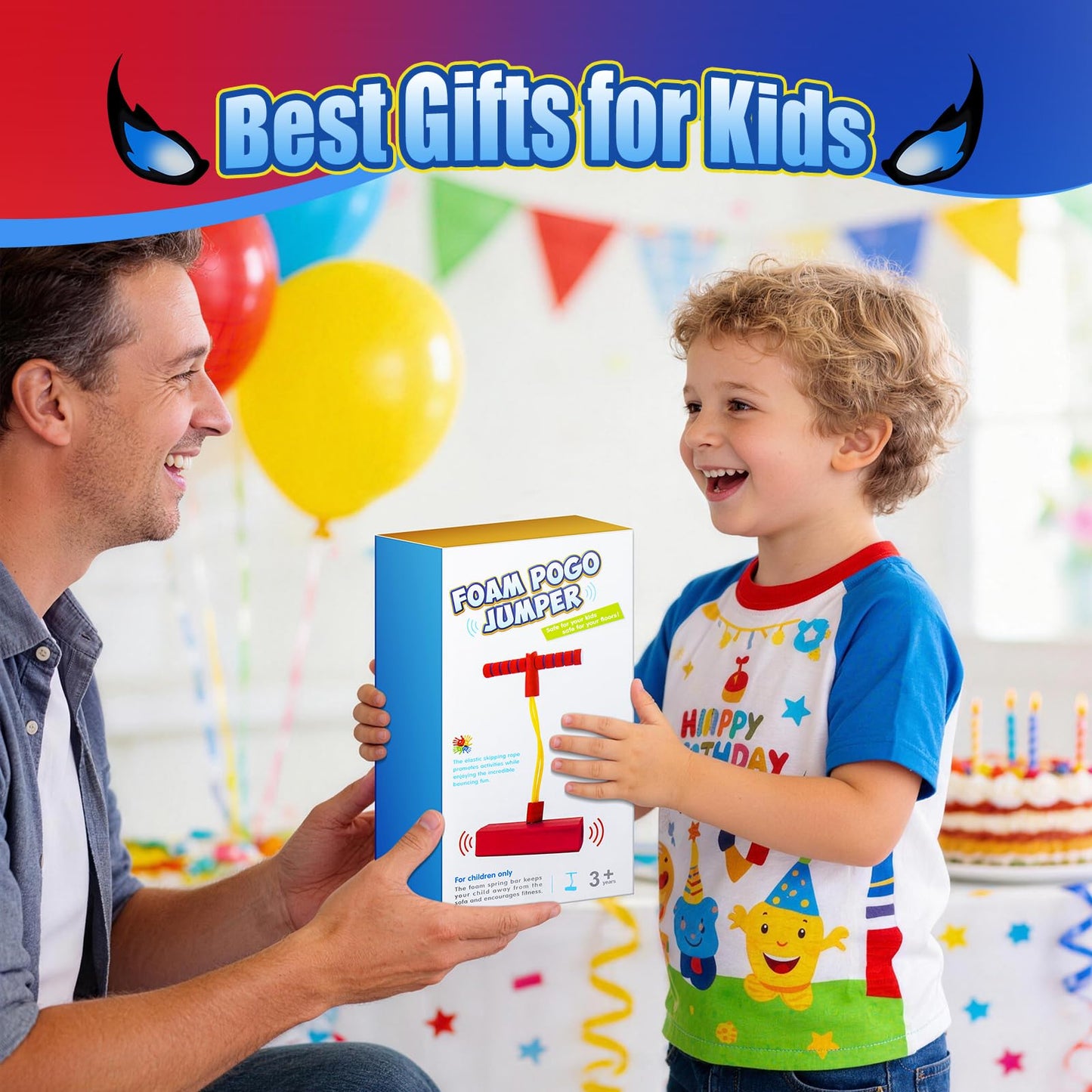 Amiabling Kids Pogo Stick: 3 4 5 6 7 8 9 10 11 12 Year Old Boy Gift, Outside Toys for Kids Ages 4-8, 3+ Year Old Boy Toys, Birthday, Easter, Christmas, Foam Pogo Jumper for Kids