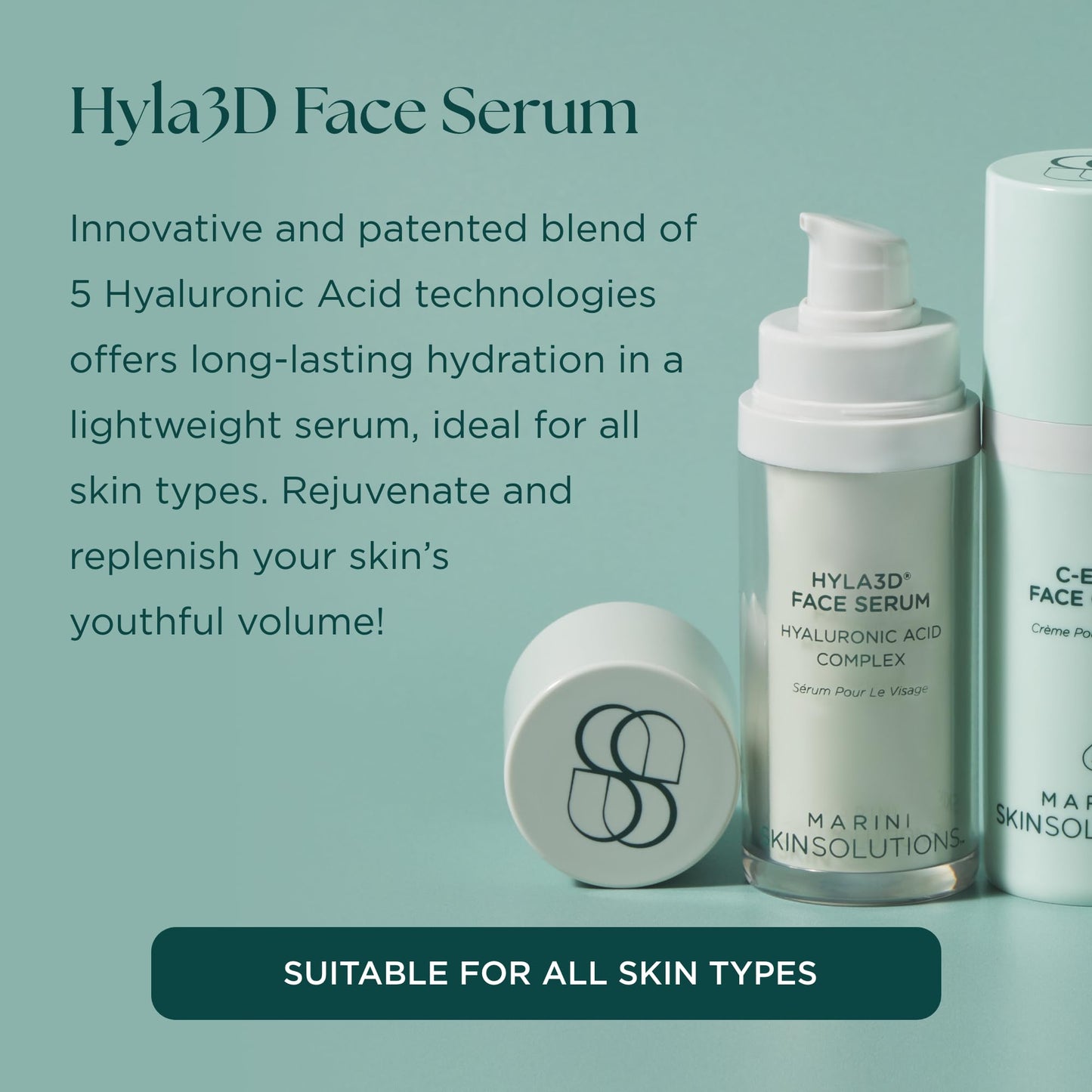 Marini SkinSolutions Hyla3D Face Serum - Patented Hyaluronic Acid Complex - Long-Lasting Skin Hydration - Good for Fine Lines, Wrinkles, Laxity, Volume - All Skin Types - Made in the USA - 1 fl oz