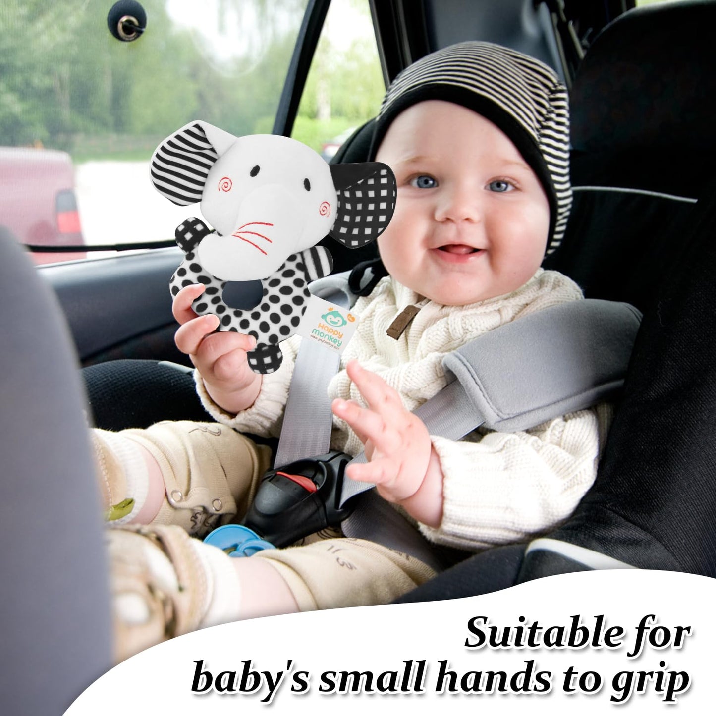 VIESMUMU High Contrast Baby Toys for Newborn, Black and White Baby Toys, Newborn Toys 3 Months Brain Development with Car Seat Toys Hanging Rattle Toys (Classic Edition)
