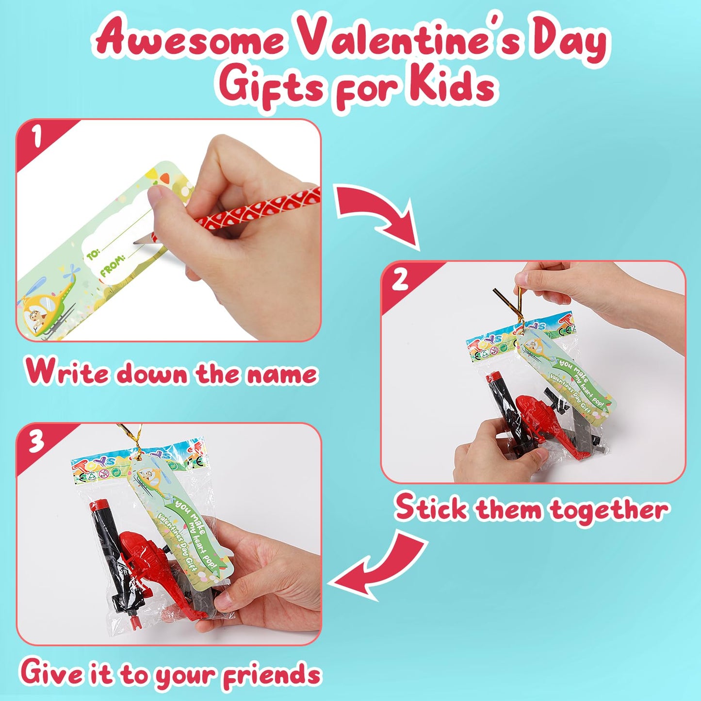 Feltom 28 PCS Valentines Day Cards for Kids School with Flying Airplanes Set, Party Favors for Kids, Valentine`s Day Gifts for Classroom Party, Valentines Day Gifts for Boys & Girls