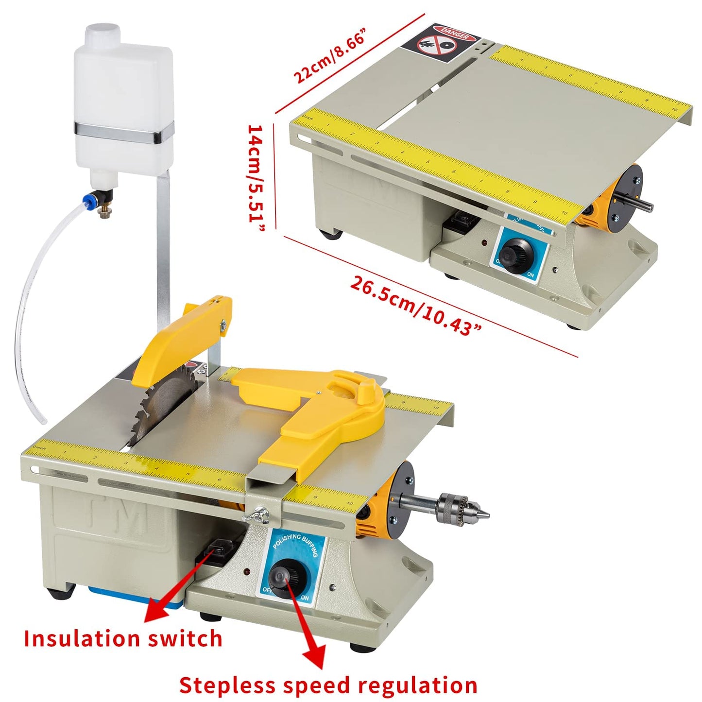 110V Jewelry Rock Saw, 0-10000r/min Wet Saw Lapidary with Flexible Shaft for Rock Cutting,Lapidary Equipment for Grinder Polishing Cutting Machine, Left Benchtop