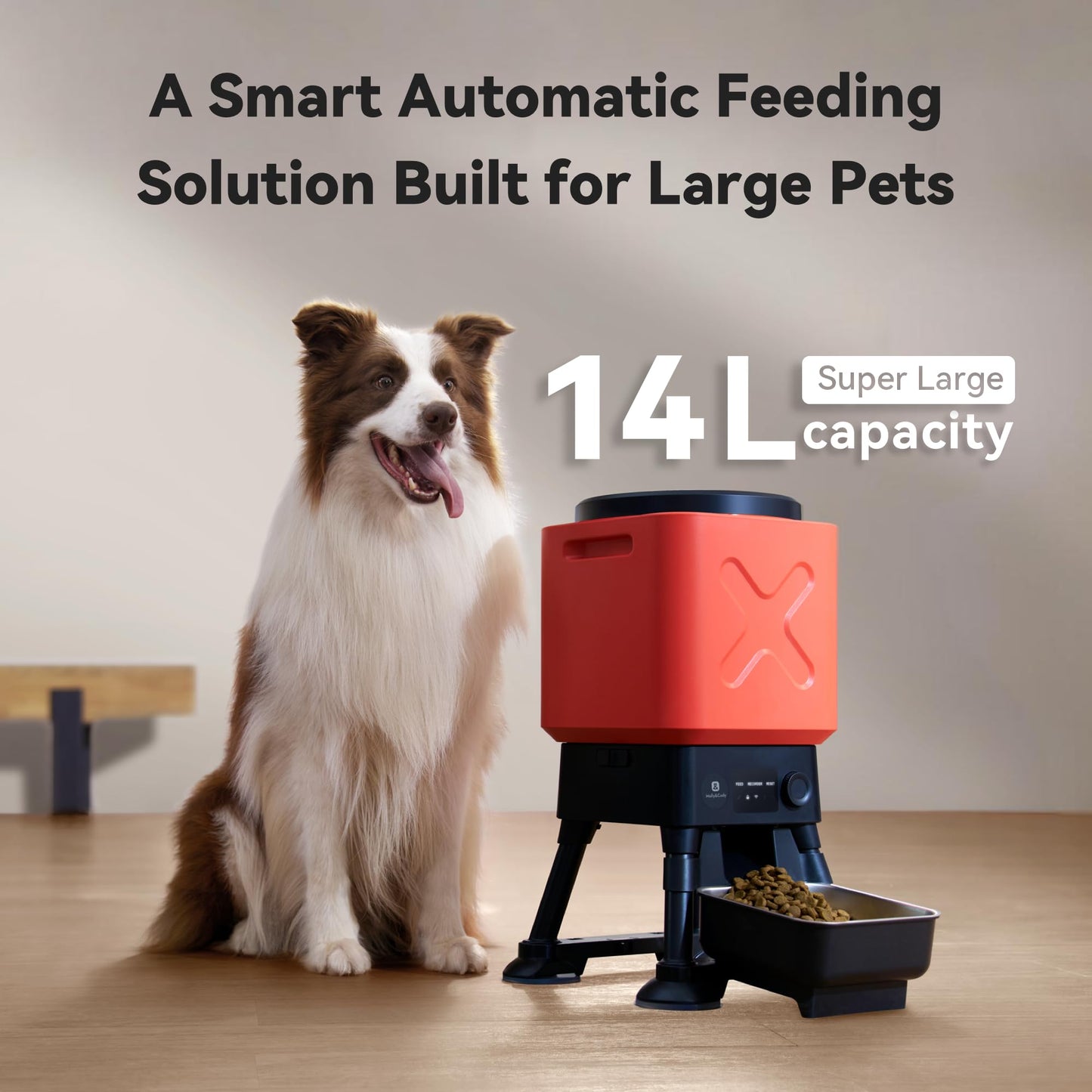 Automatic Dog Feeder for Large Dogs, 14L Capacity, 2.4G WiFi App Control, Dual Power Supply, Stainless Steel Bowl, and Molly&Cody GPS + Bluetooth Pet Tracker for Cats & Dogs – Real‑Time Tracking