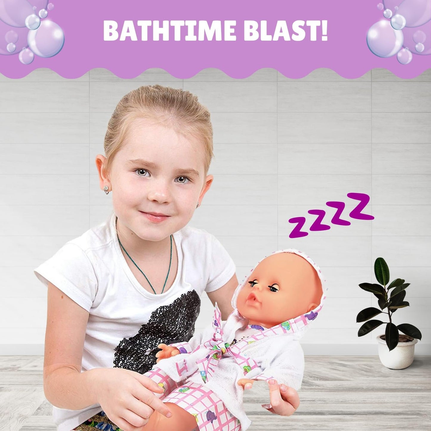 Liberty Imports Baby Bath Toys 13-Inch Little Newborn Doll Bath Set - Real Working Bathtub with Detachable Shower Spray and Accessories for Kids Pretend Play