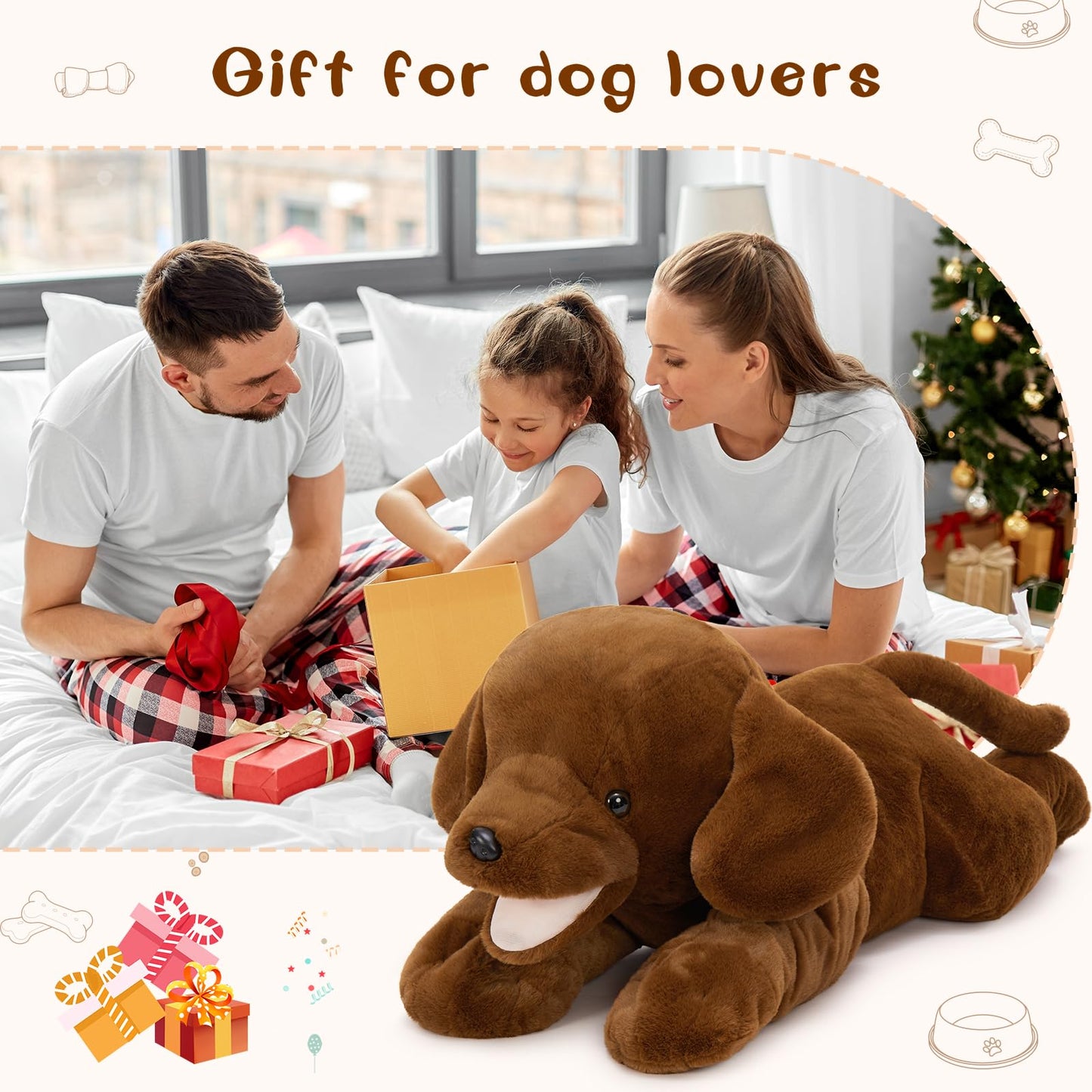 MorisMos 32 Inch Giant Chocolate Lab Stuffed Animal, Large Labrador Plush Puppy Pillow, Fluffy Big Labrador Stuffed Dog Plush Gifts for Kids, Girls, Boys