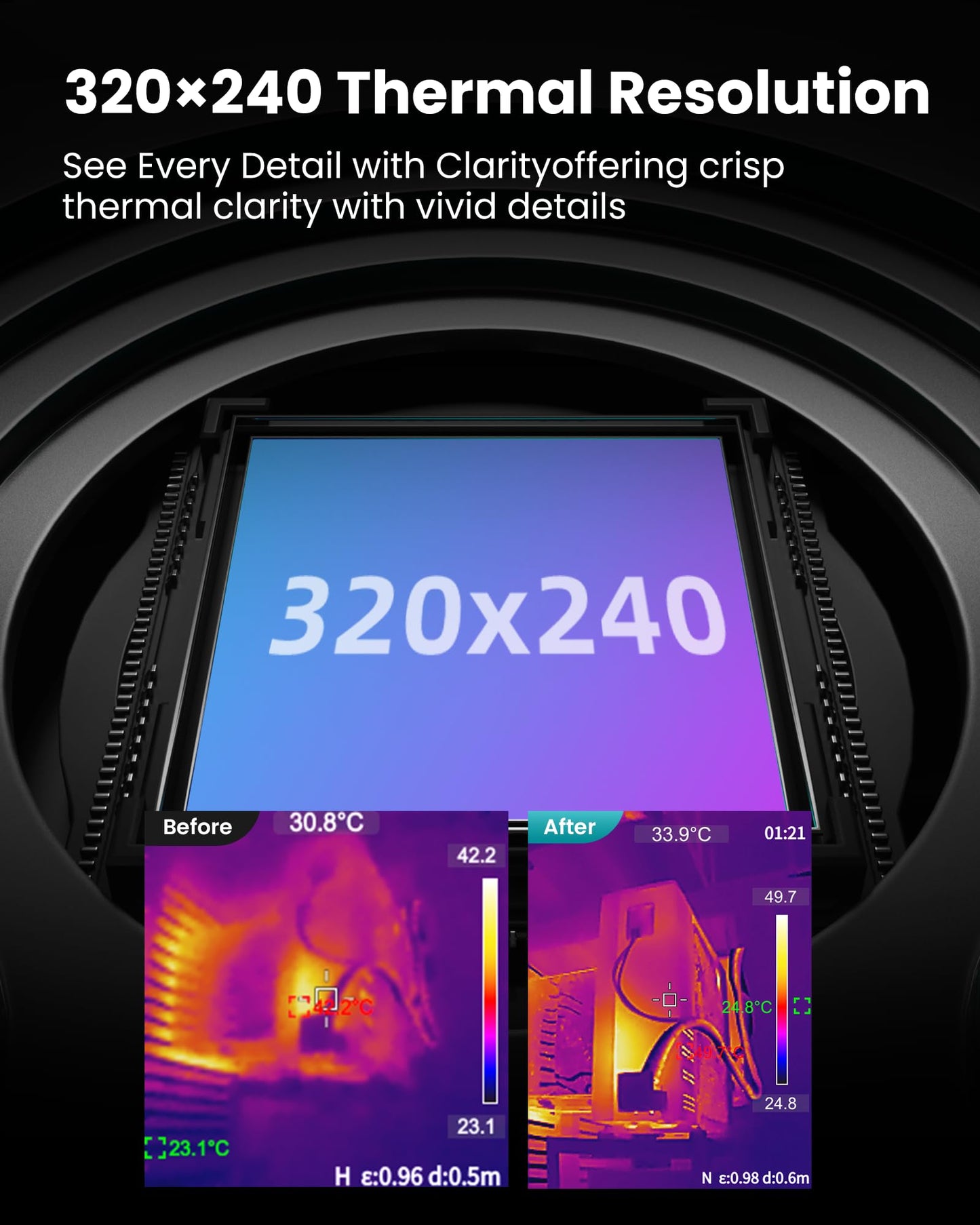 MiLESEEY TR20 Pro Thermal Imaging Camera, Handheld Infrared Imager with 320 x 240 Resolution, 50Hz Refresh Rate, Dual-Camera Handheld Infrared Thermal Imaging Camera Supporting PC Software Analysis