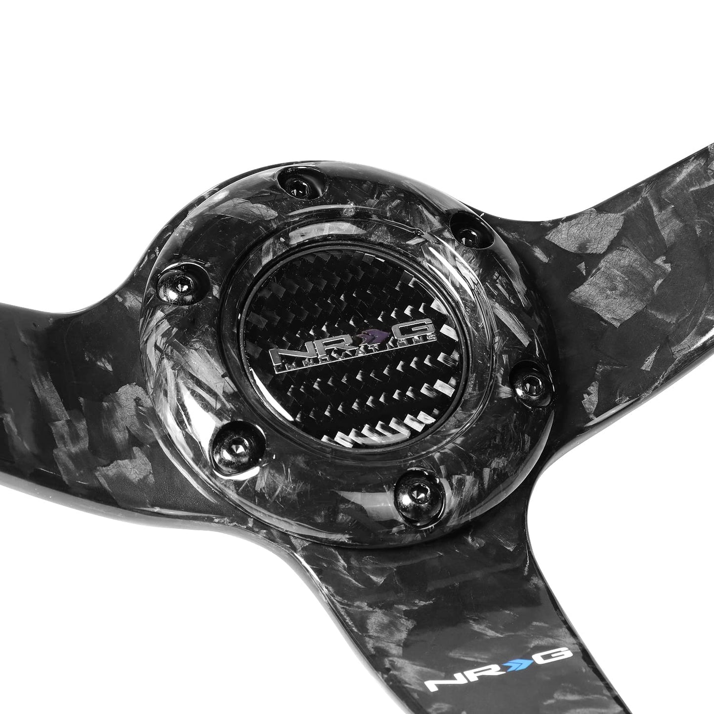NRG Innovations NRG-ST-036FC Forged Carbon Fiber Light Weight Steering Wheel 350mm 3'Deep Dish, Gloss Black, 6 X 70 PCD