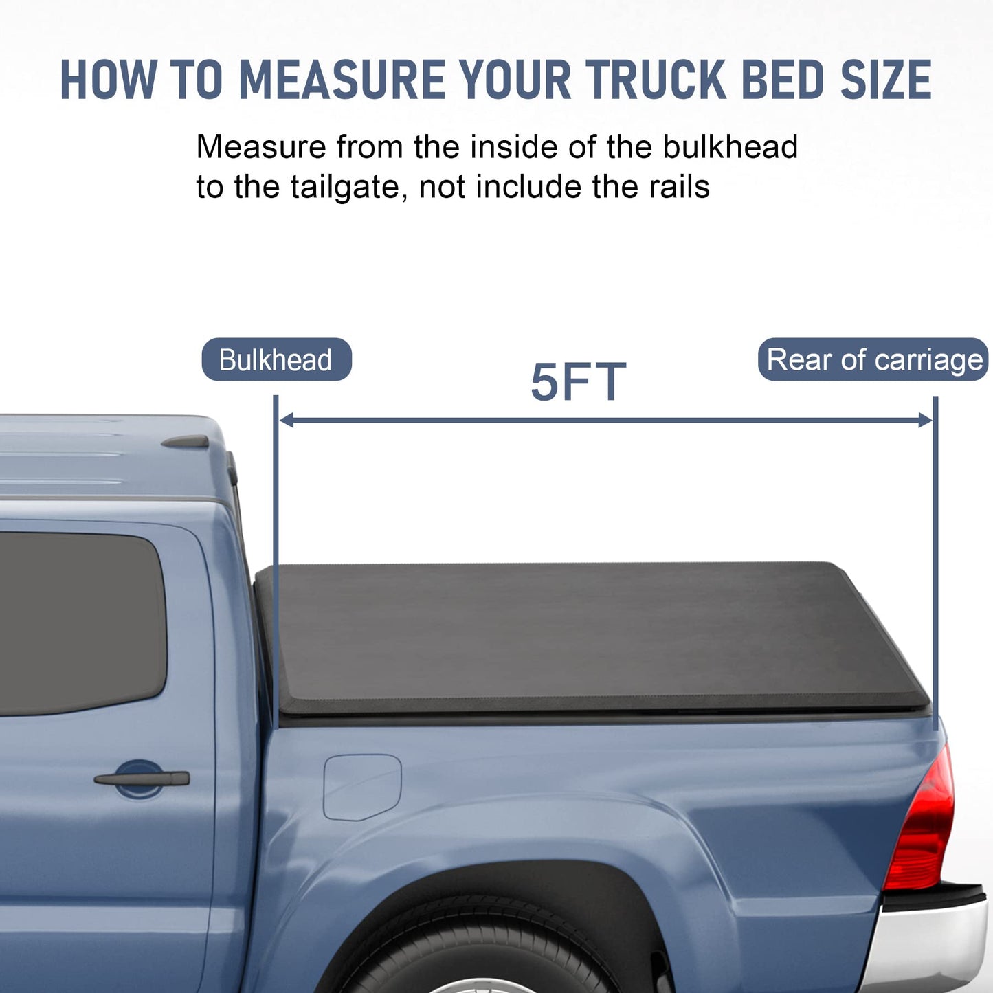 CARMOCAR Soft Tri-Fold Truck Bed Tonneau Cover for 2016-2025 Replacement for Toyota Tacoma Bed Cover 5ft,Truck Accessories with Led Light