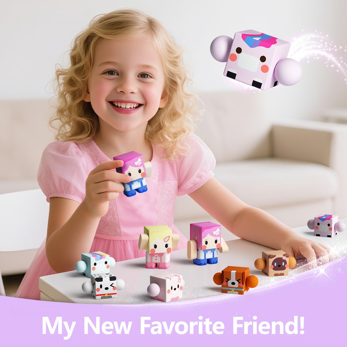 GobiDex 8PCS Magnetic Figures Playset Rotatable Animal & Character Toys for Kids, Toddlers Sensory Pretend Play Travel Toys Compatible with Magnet Blocks