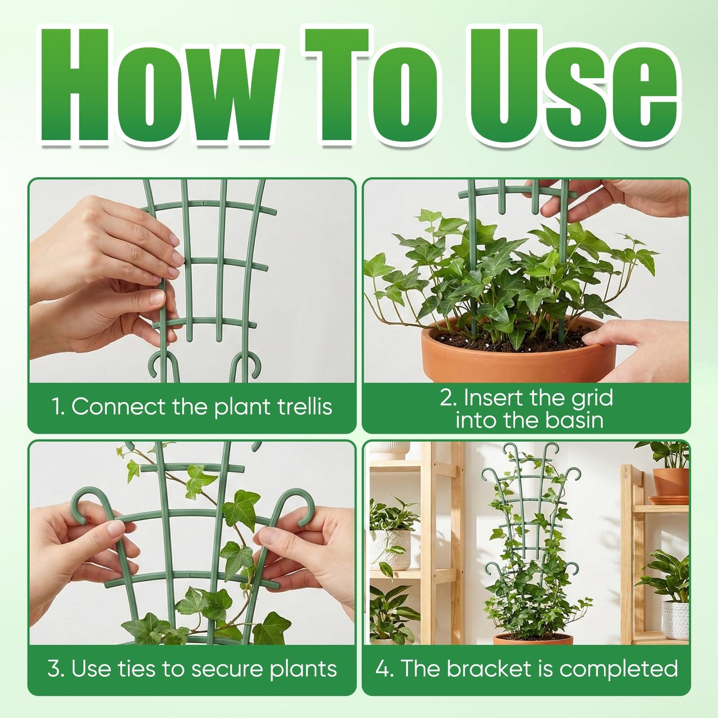 6Pcs Indoor Small Trellis, Trellis for Potted Plants, Plant Support Stakes for Climbing Plants, Stackable Plastic Plant Support for Vine Ivy Pothos Hoya
