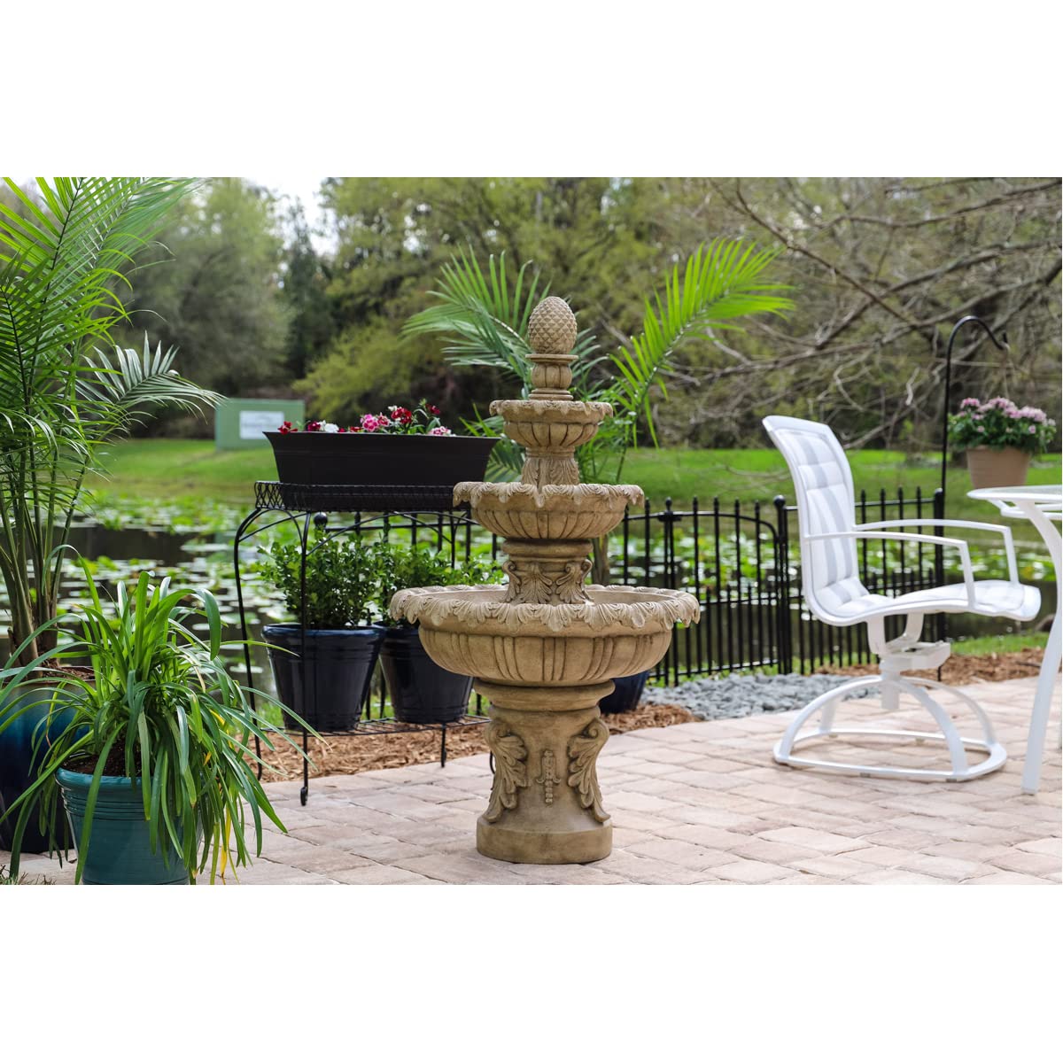 Kenroy Home 51010SNDST Ibiza Classic Outdoor Floor Fountain, Sandstone, 45 Inch Height, 25.5 Inch Width, 25.5 Inch Depth