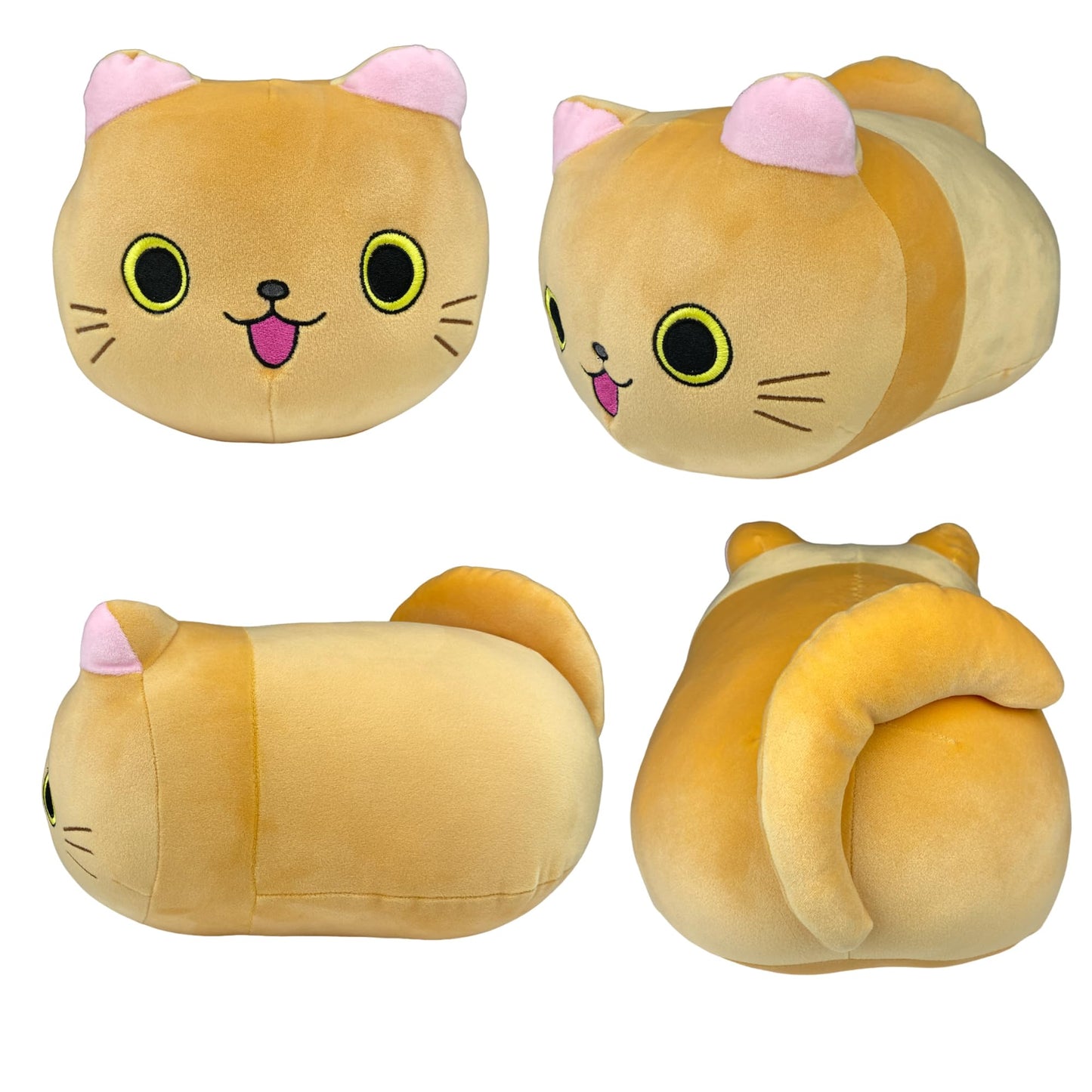 Pineapple Cute Orange Cat Plush Toy Pillow, Soft Kawaii Stuffed Animal, Squishy Plushie for Kids & Adults, Gift for Girls & Boys (10 Inch)