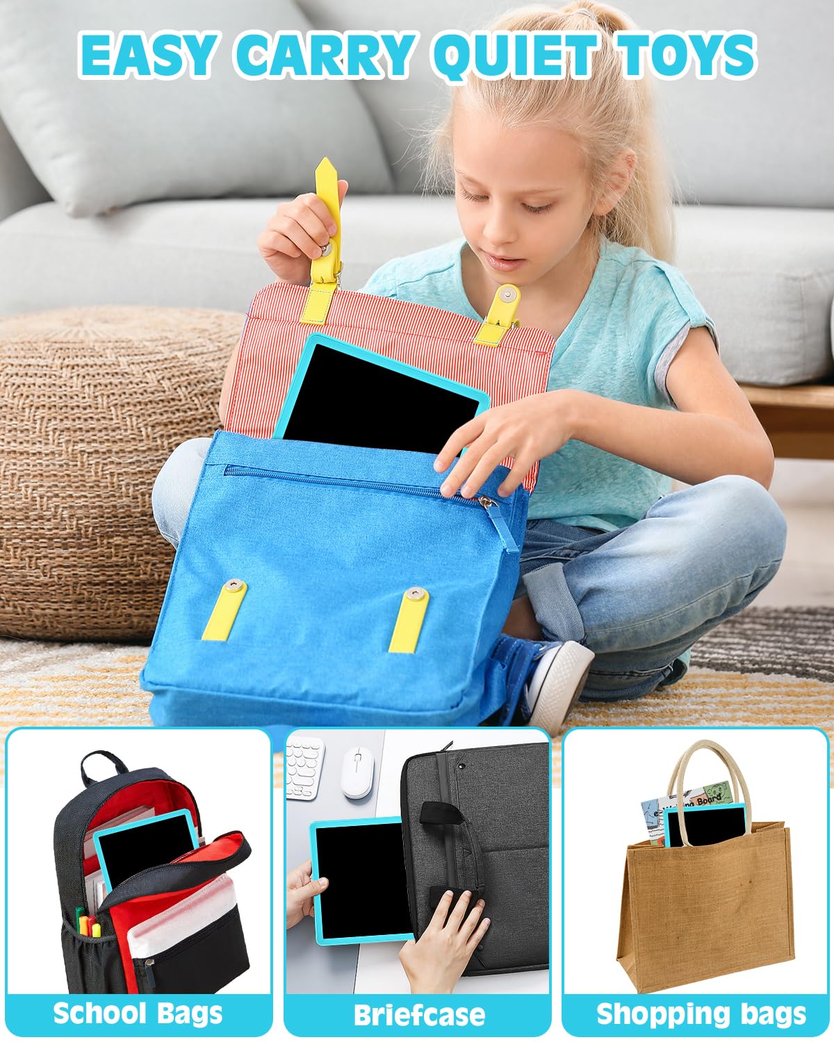 PINKCAT LCD Writing Tablet, Doodle Board Toys Gifts for 3-8 Year Old Girls Boys, 10 Inch Mess Free Coloring Books, Drawing Pad for Kids, Gifts for Toddler Christmas Stocking Stuffers Travel, Blue