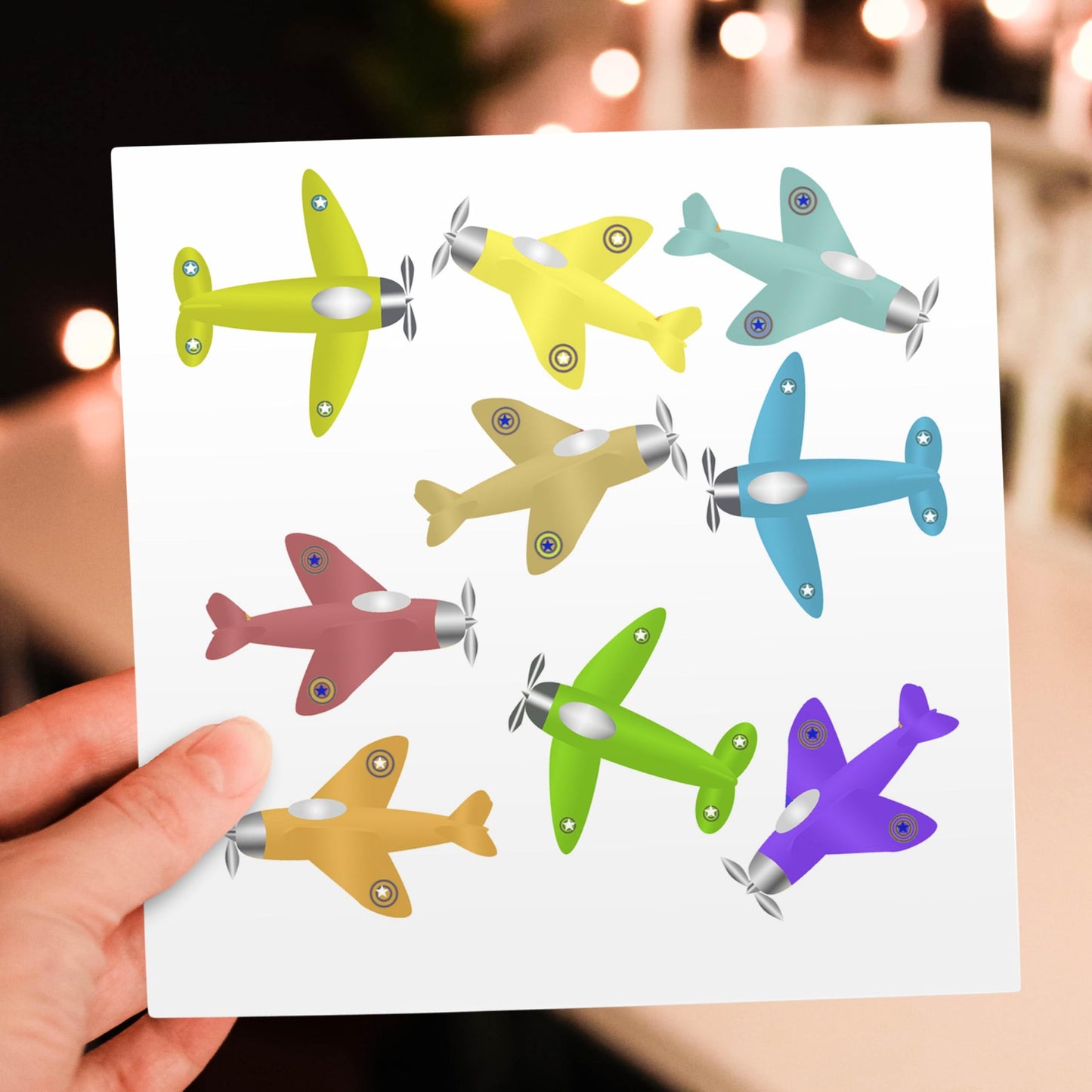 3dRose Colorful cartoon toy airplanes on a plain background ready for the future pilot. - Greeting Cards, 6 x 6 inches, set of 12 (gc_44029_2)