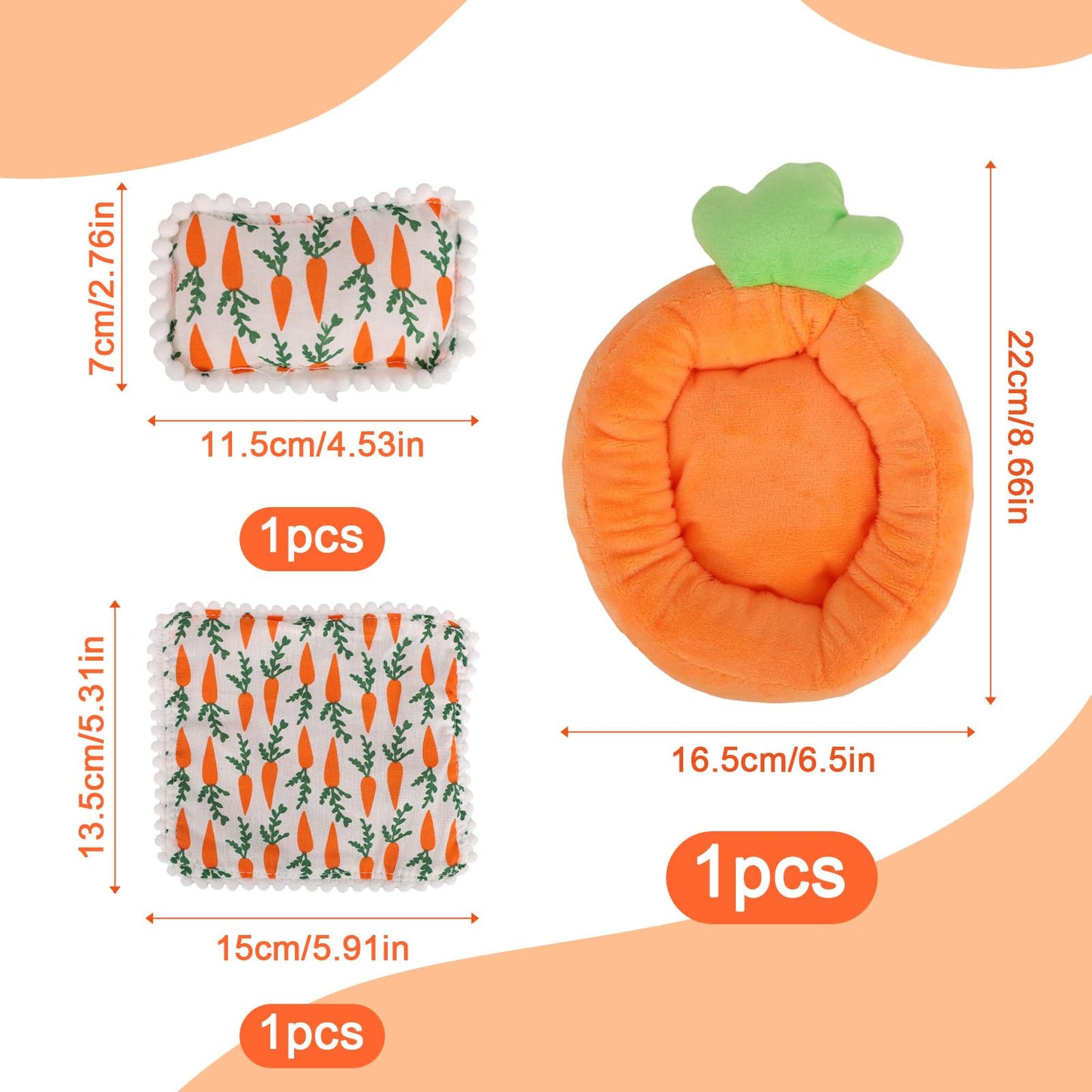 Mini Bed Sofa for 17cm/6.69in Doll, Cute Small Crib Bed Doll Quilt and Pillow Soft Furniture Bedroom Accessory Collectors Toy DIY Decoration Display Gifts(Orange Carrot)