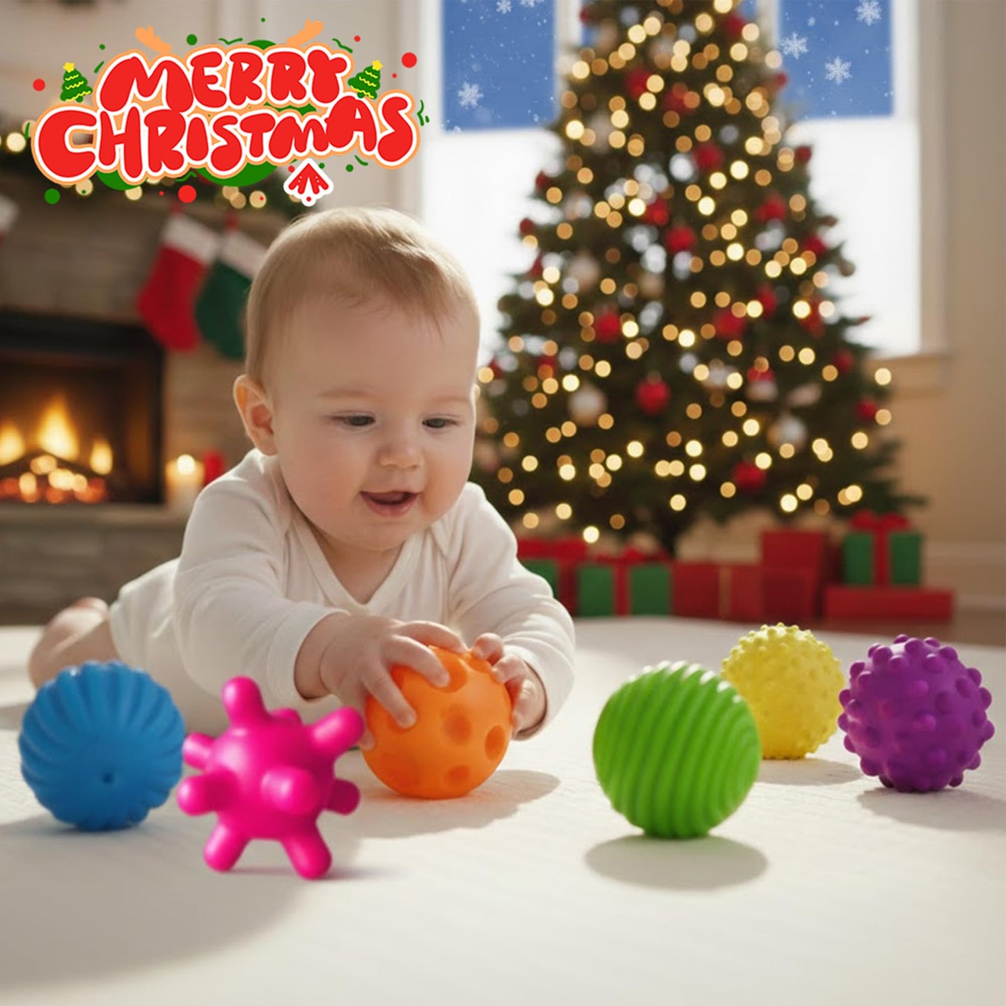 ROHSCE Sensory Ball for Babies 6 to 12 Months, Baby Balls for Toddlers 1-3 Massage Stress Relief, Textured Multi Sensory Balls Gift Sets, Montessori Sensory Toys 6 Spikey Squeeze Ball for Infant Kids