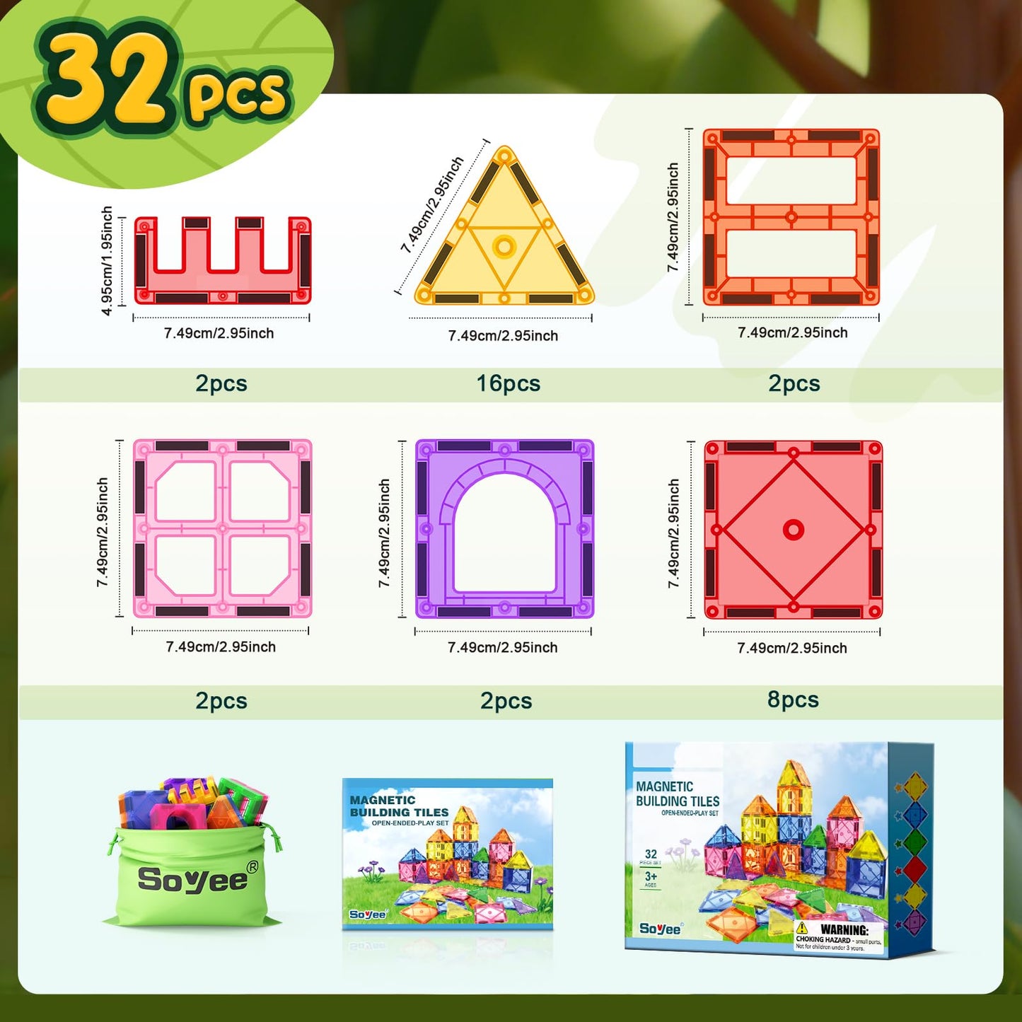 Magnetic Tiles Toddler Toys Magnetic Building Blocks for Kids Ages 3-12 STEM Educational Toys for Girls & Boys Sensory Toys for Kids with Autism Classroom Must Haves Outdoor Toys