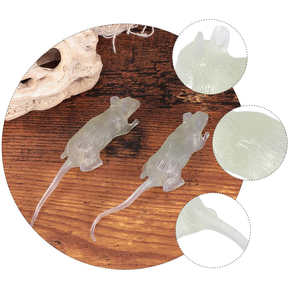 Totority Halloween Luminous Glow-in-the-Dark Mouse Toy 20Pcs Realistic Fake Mice for Halloween Party Pranks and Decorations Plastic 3.22 Inch