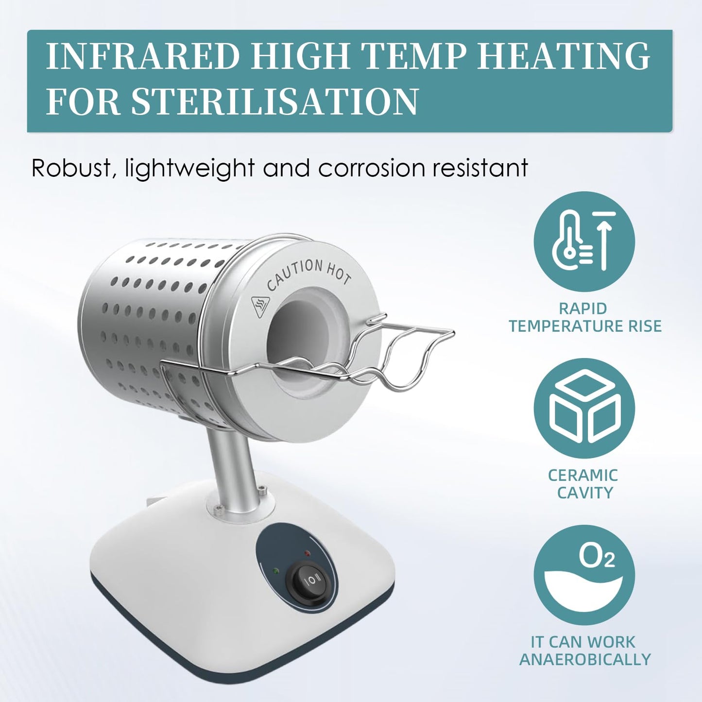 Lab DS-900S Infrared Sterilizer Autoclave Sterilizers Two Adjustable Heating Temperatures 400°C/825°C for Scalpel Needle Inoculating Loop Vaccination Ring,110V 240W
