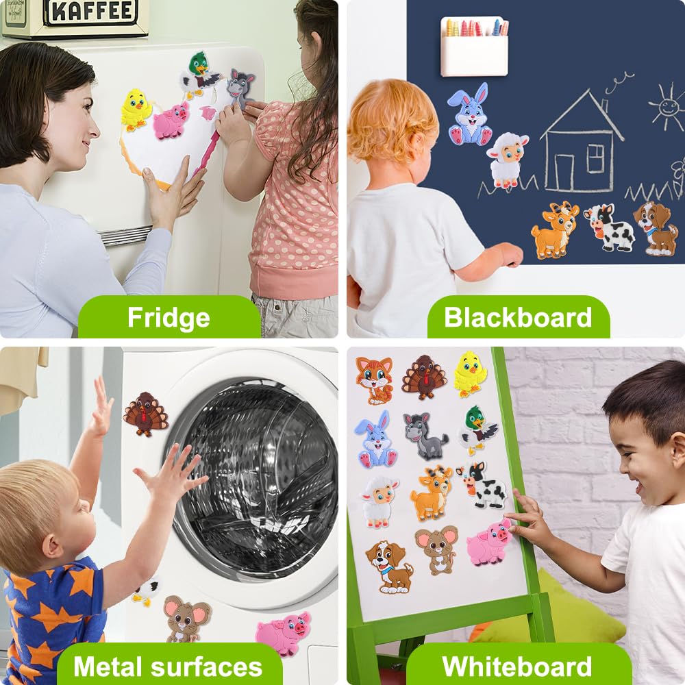 YUJUN 12PCS Fridge Magnets for Kids,Cute Vivid Farm Animals Refrigerator Magnets Toys for Fridge Baby Educational Present Full Back Magnetic Toddler Magnets