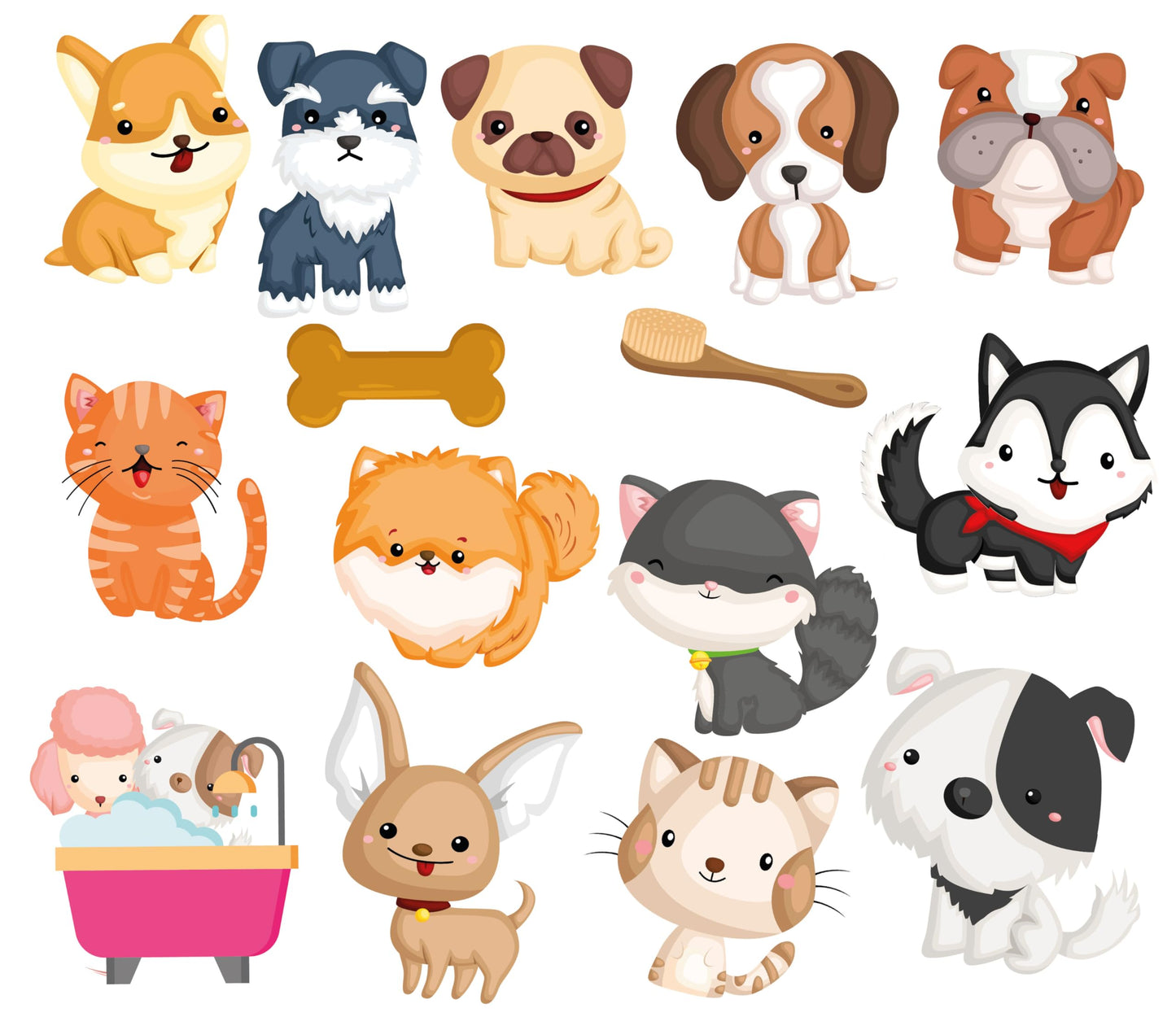 Buddy & Barney: Bath Time Stickers - Muddy Paws - 15 Color-Changing Foam Pieces, Dog & Cat Characters, Suction Cup Mesh Bag, Water Play Toy, Kids 3+