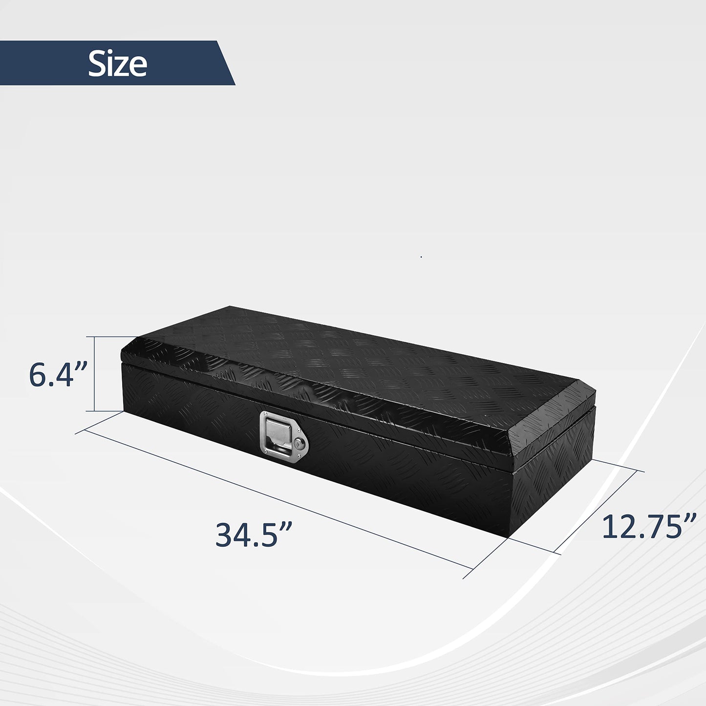 BATONECO 34.5 Inch Aluminum Tool Box, Truck Bed Tool Box with Lock and 2 Keys,Tool Storage Box for Truck,Trailer,Pickup,ATV,RV,34.5"X12.75"X6.4",Black