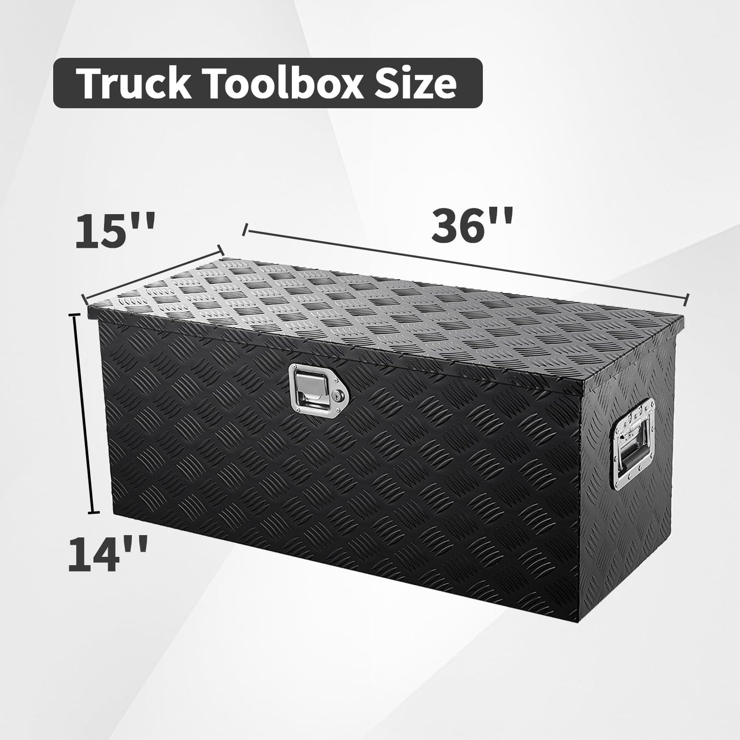 36 inch Truck Tool Box,Aluminum Truck Bed Tool Box w/Handled Lock and keys,Universal Fit for Pickup Truck,Trailer,Vehicle,UTV,ATV-Black,36 X 15 X 14 inch
