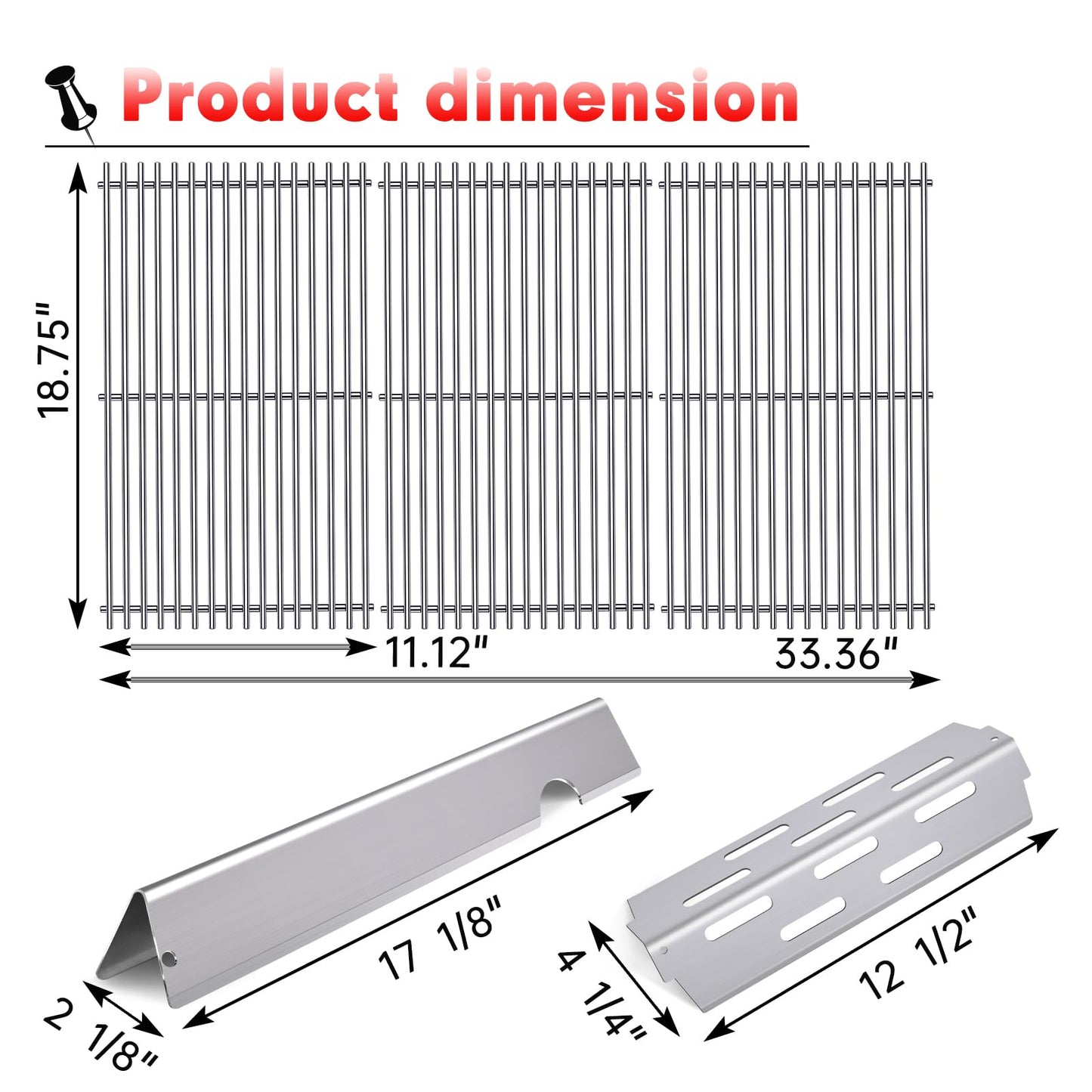 Cozilar Grill Grates Flavorizer Bars Parts for Weber Genesis II E-410, S-410, Genesis II LX E-440, S-440, Weber 66089, 66097, 66041, 66033, 66796, Stainless Steel Grids Flavor Bars Heat Deflectors