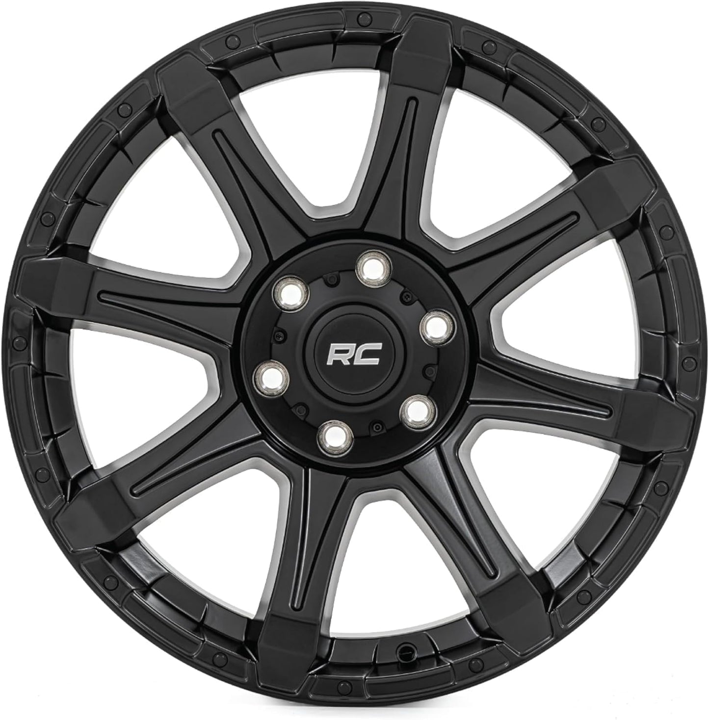 Rough Country 81 Series 20x9 Wheel - 6x5.5" Bolt Pattern, 0mm Offset, One-Piece Aluminum, Semi-Gloss Black Off-Road RIm for Trucks, Jeeps, SUV