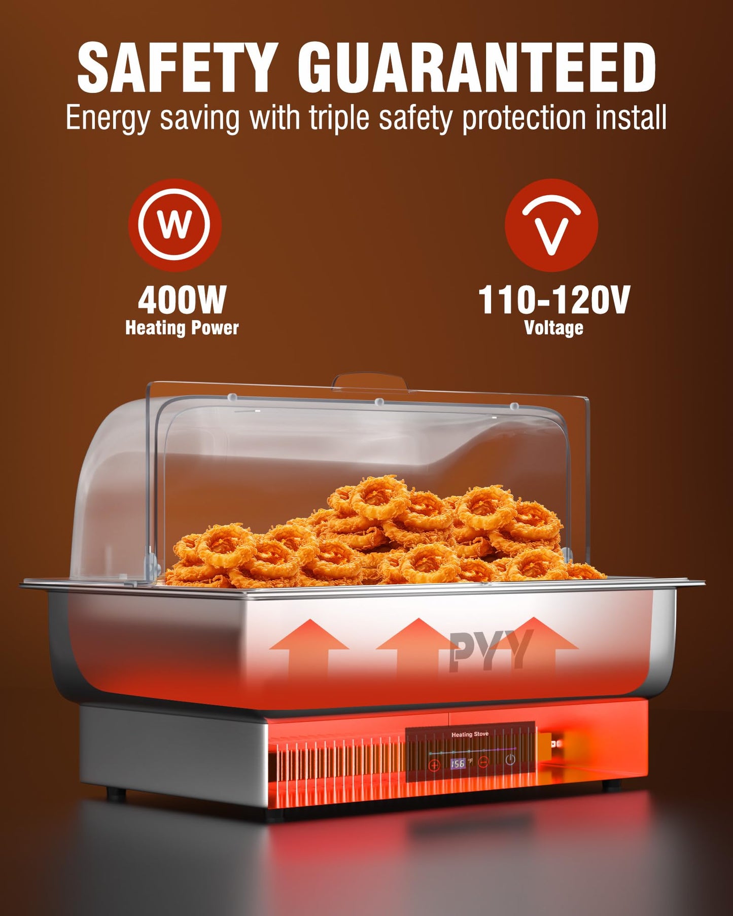 PYY Electric Chafing Dish Full Size Stainless Steel Chafer,Temperature Control, Chafing Dish Buffet Set for Catering,Buffets