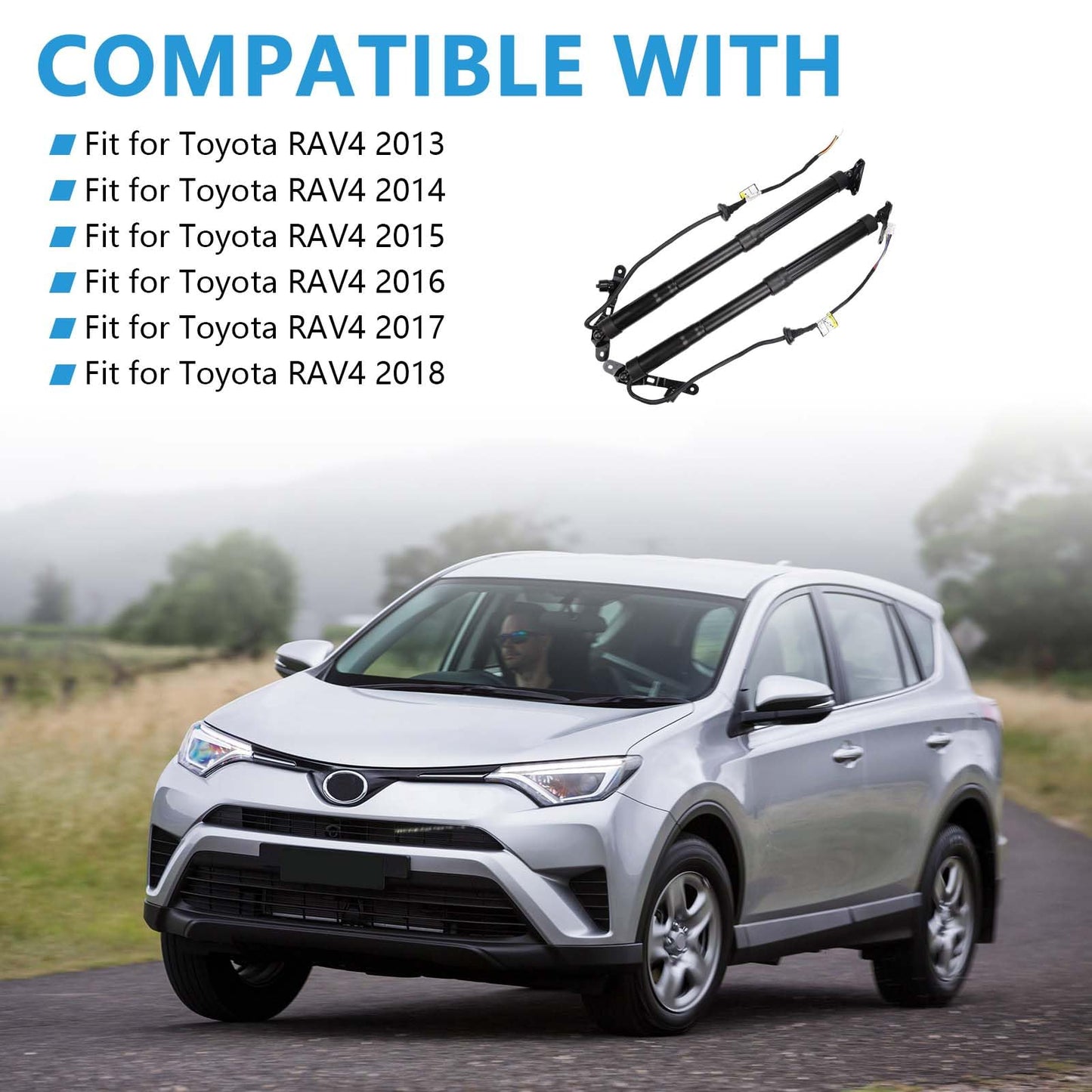 Left & Right Liftgate Actuator Compatible with Toyota 2013-2018 RAV4 Electric Rear Hatch Lift Struts Trunk Tailgate Power Shock Support Replaces 6892009010 6891009010