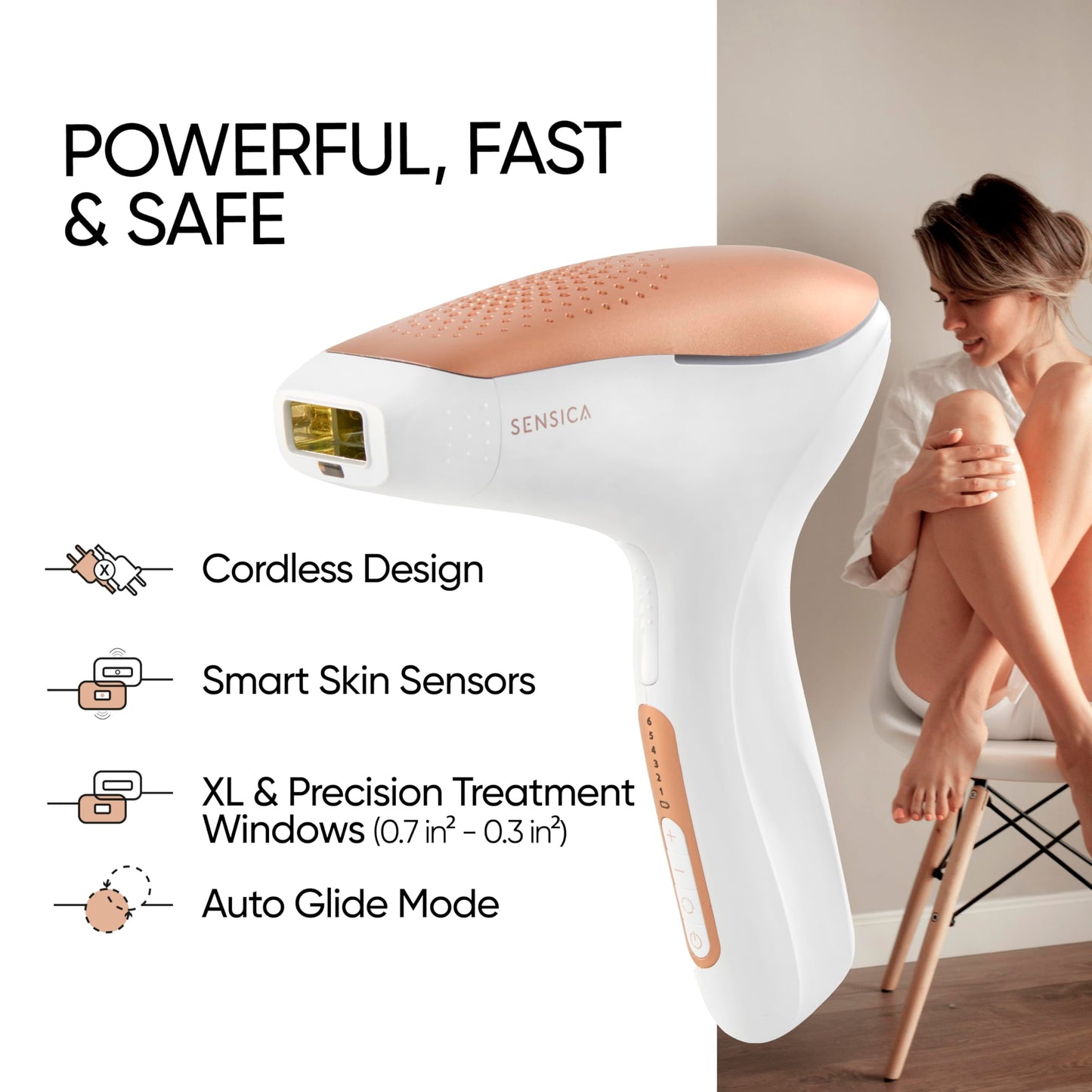 Sensica Sensilight PRO IPL Hair Removal Device – Powerful Cordless At-Home Hair Remover for Women & Men, 6 Energy Levels, 2 Treatment Windows, Patented RPL™ Advanced Technology, Full Body & Face