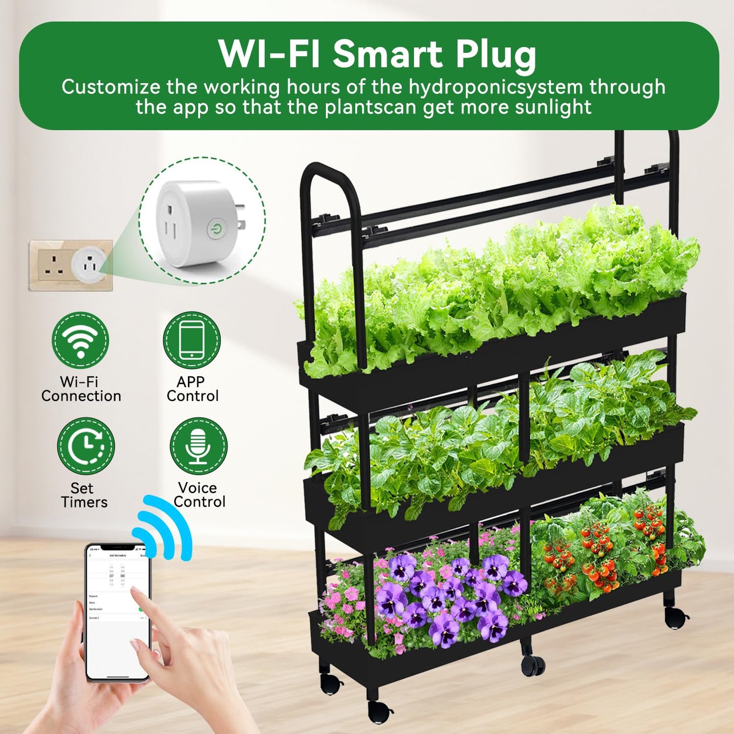 Indoor Garden Hydroponics Growing System Kit, Dual Implant Configuration for Vegetable Fruit Herb Seedling Cultivation and Large-Scale Planting,Double Water Pump,LED Grow Light