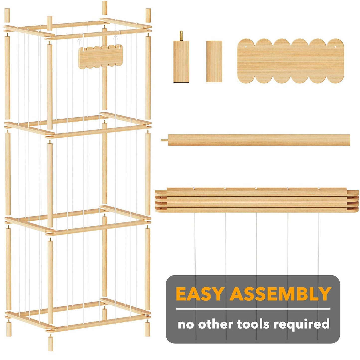 SpaceAid Stuffed Animal Storage Organizer, Wood Animals Zoo Toy Plushies Storage Holder, Large Capacity Plush Toy Cage for Playroom Organization, 22.8" Wide, Natural