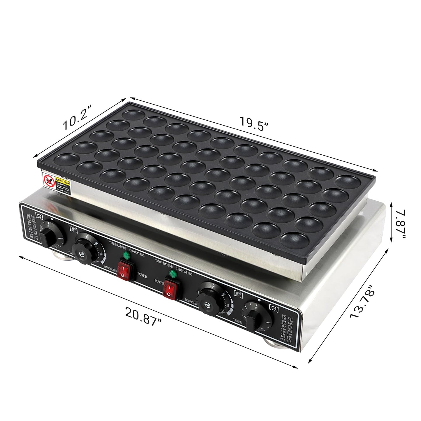 Mini Dutch Pancake Maker 50 Pcs, 1800W Commercial Pancake Machine Stainless Steel Poffertjes Grill Nonstick for Restaurant & Home Use