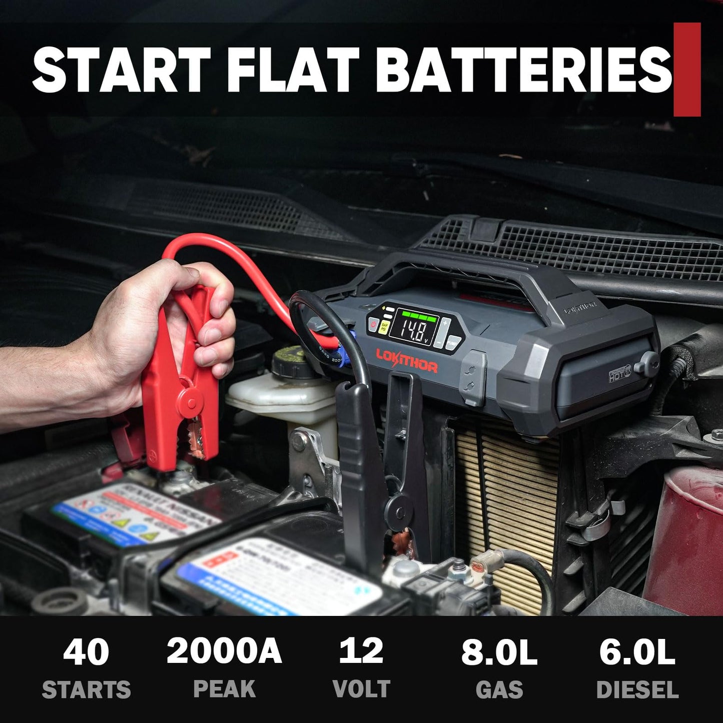 LOKITHOR JA301 2000Amp Jump Starter with 150PSI Air Compressor and JA Bag EVA Protection Case for JA300/JA301/JA302/JA400/JA401/JA3000 Jump Starter with air Compressor