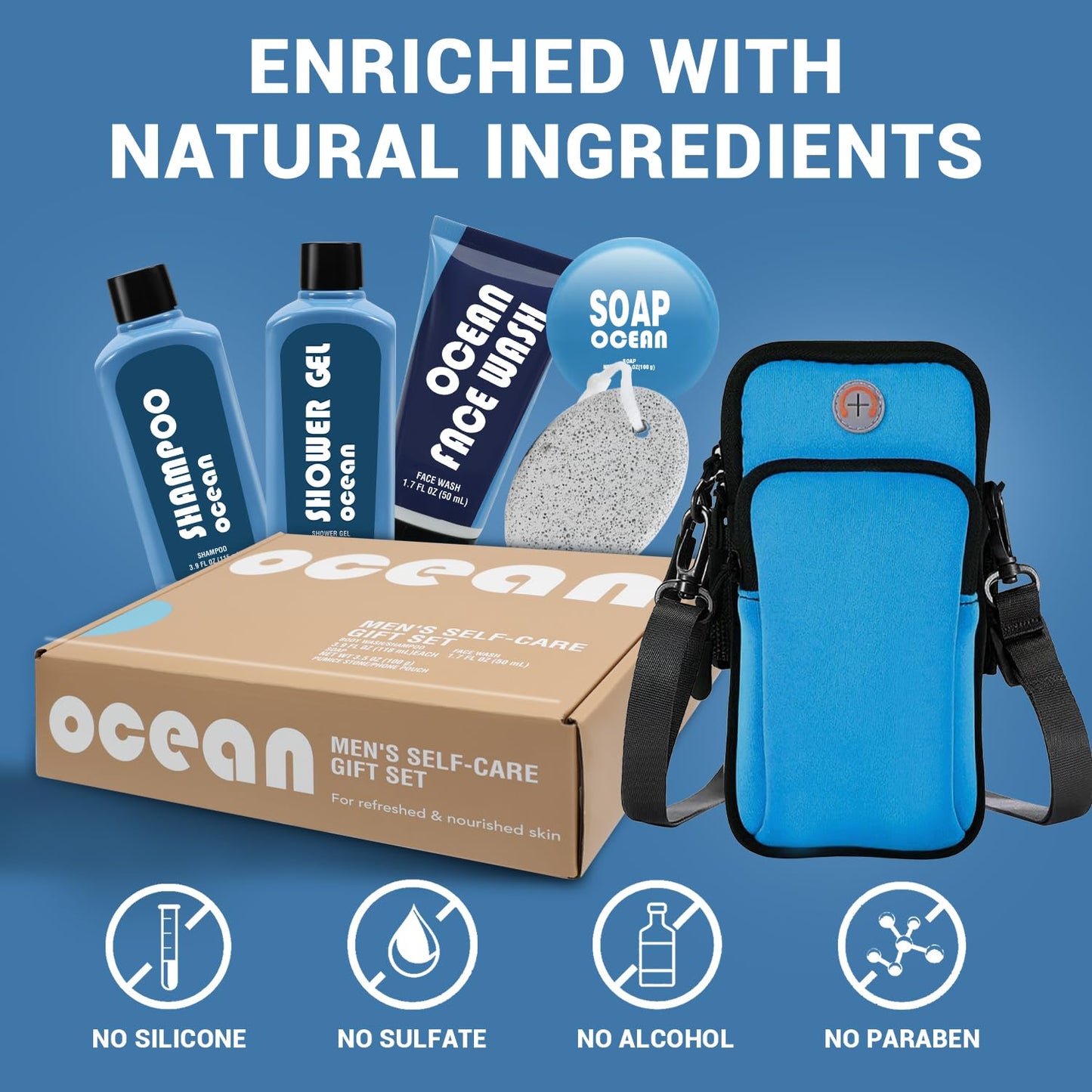 Bath and Body Wash Gift Set for Men, 6 Pcs Post-Workout Bath Gifts for Men, Cleanses, Hydrates, Refreshes, Mens Father's Day, Birthdays, Holidays Gifts Ideas