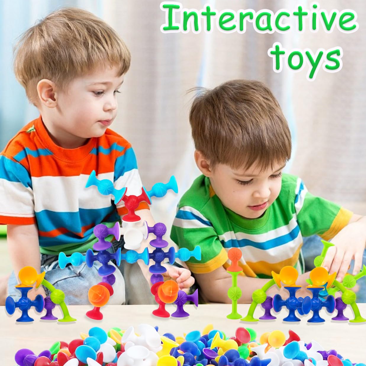 68 Piece Suction Cup Toys Bath Toys, Construction Set Silicone Building Blocks Stocking Stuffers DIY Blocks Sucker Toy Bathtub Toys, Sensory Toy for Toddlers 3-8 Year Old Boys Girls