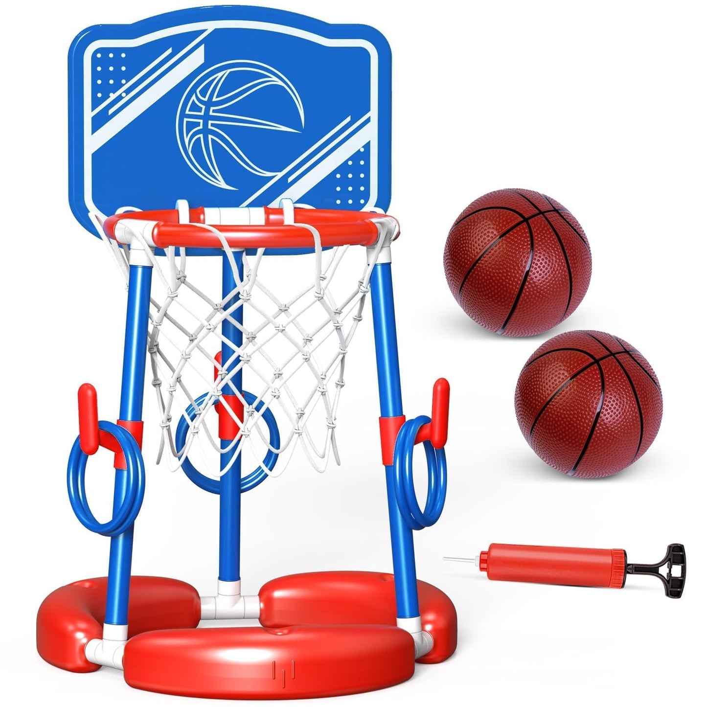 AuroTops Pool Basketball Hoop Poolside with Backboard & Ring Toss Pool Games,Floating Basketball Hoop for Pool Toys for Kids Ages 4-8,Family Party Summer Toys for Kids Ages 8-12,Summer Vacation, Blue