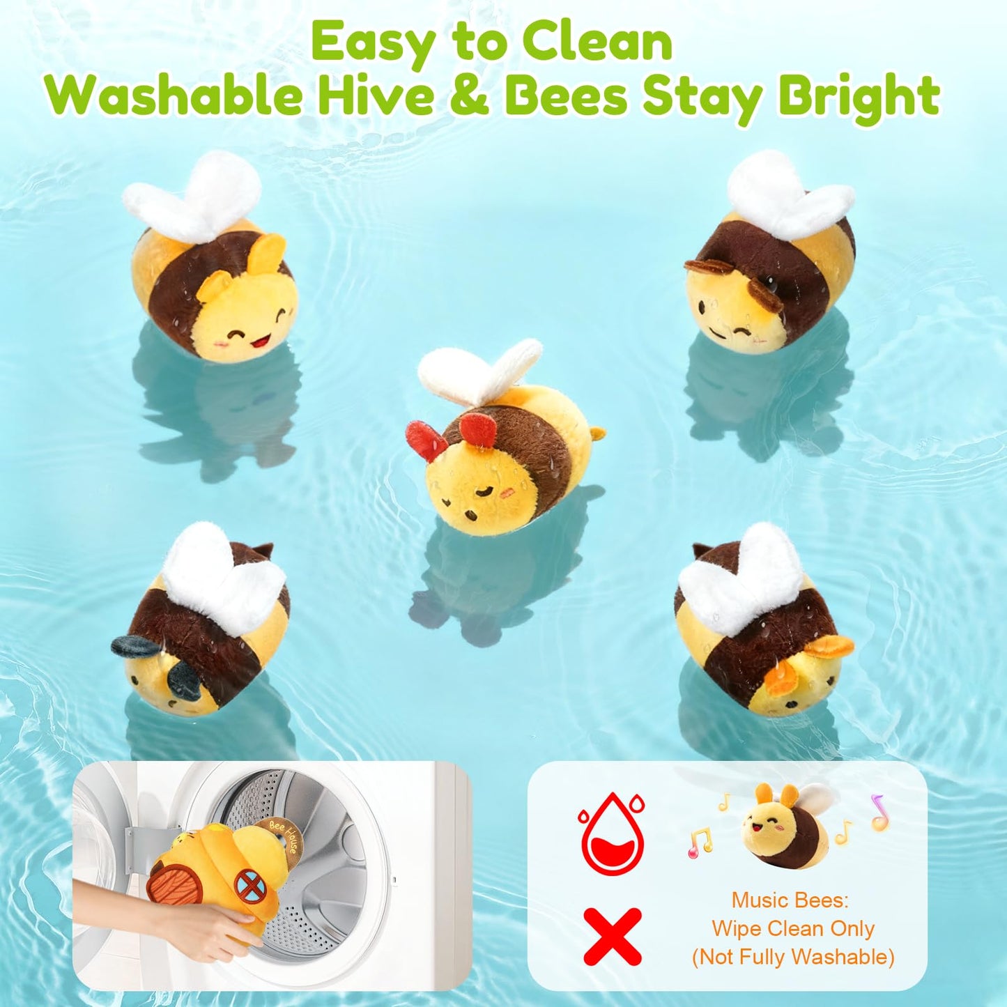 Baby Toys 6-12 Months - Soft Beehive Infant Toy with 5 Sensory Bees, Rattle, Crinkle, Squeaker, Mirror & Music, Montessori Toys for Babies 3 6 9 12 18 Months, Baby Boys Girls Christmas Birthday Gifts