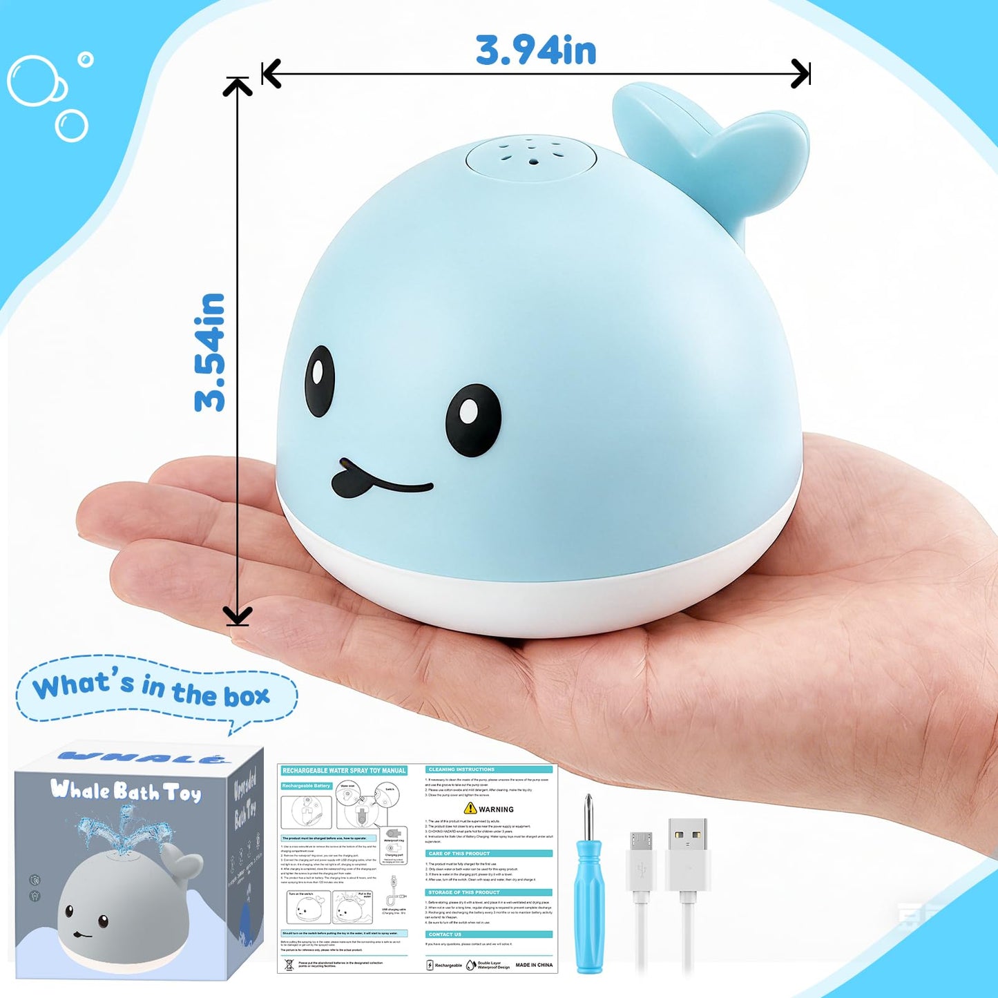 Baby Bath Toys for Kids Ages 1-3, Pool Water Toys for Baby 1 2 3 Year Boy Girl, Whale Bath Toy Sprinkler Light up Bath Toys for Babies 6-12 Months, Toddlers Bathtub Toys Baby Birthday Gifts