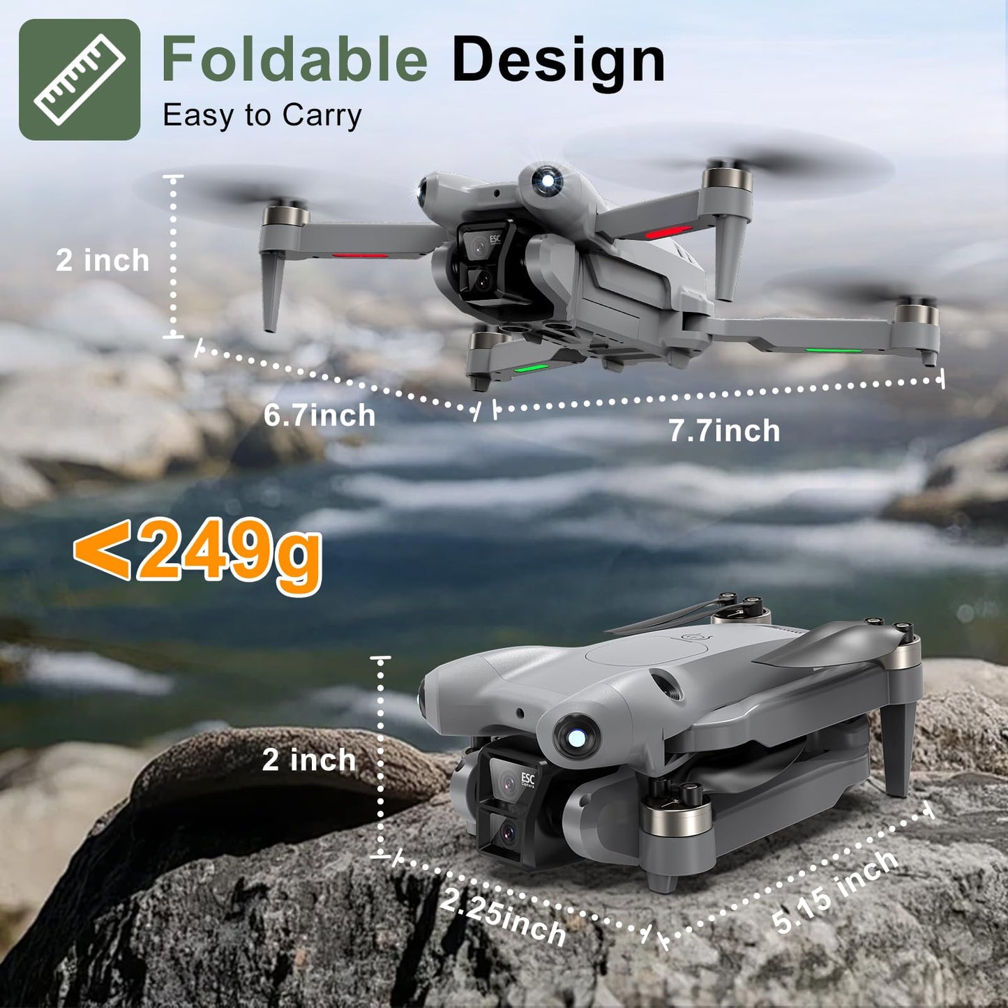 ASFSFQ PRO Drone with Camera for Adults 4K,Brushless Motors Drone for Kids Beginners,40mins Flight Time with 2 Batteries,FPV Foldable RC Quadcopter,Toys Gifts for Teen Boys Girls, Beginner(Grey)