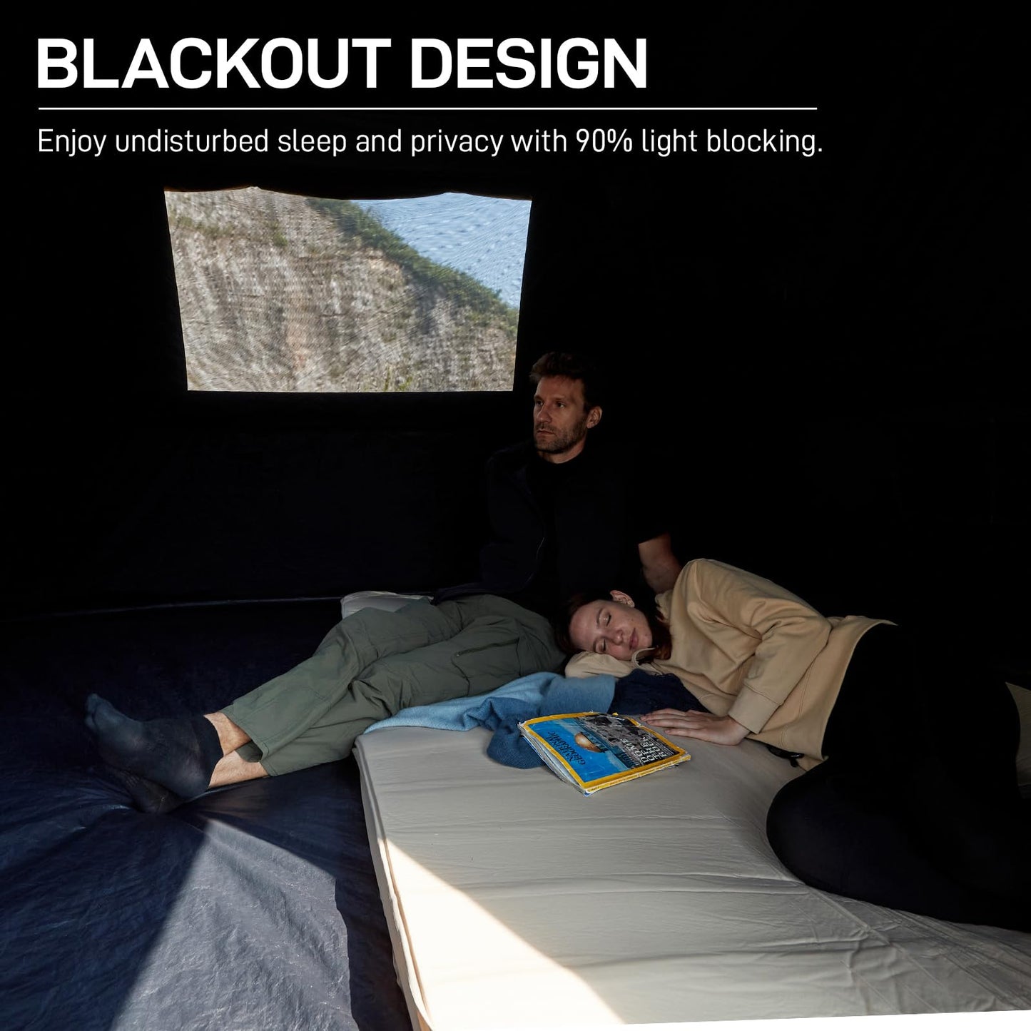 EVER ADVANCED Blackout Design 6 Person Camping Tent, Instant Cabin Tent for Family with Vestibule and Large Mesh Windows, 60s Easy Setup, Double Layer, Water-Resistant, Orange&Black