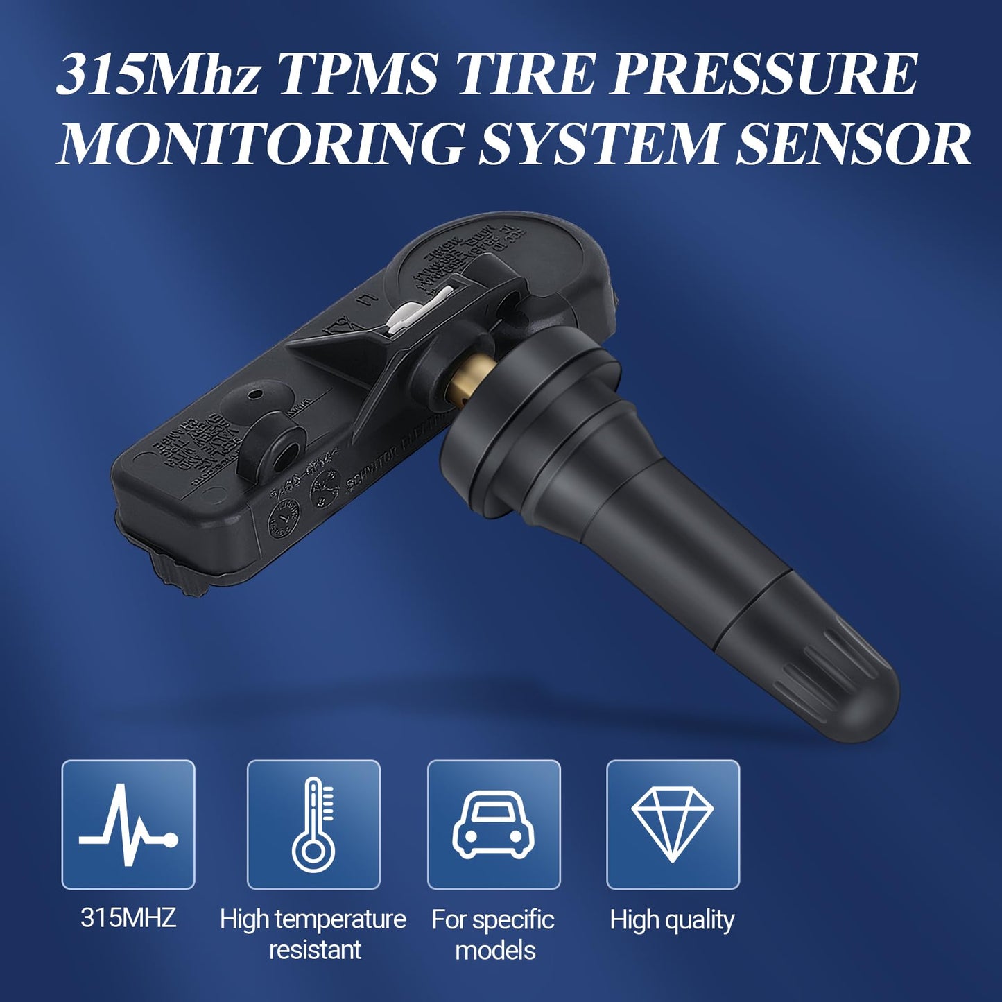 TPMS Sensor GM, 4 Pack 315MHz Tire Pressure Monitoring System Sensor Compatible for Chevy Silverado GMC Cadillac Buick, Replaces# 13586335 13581558 13598771 13598772