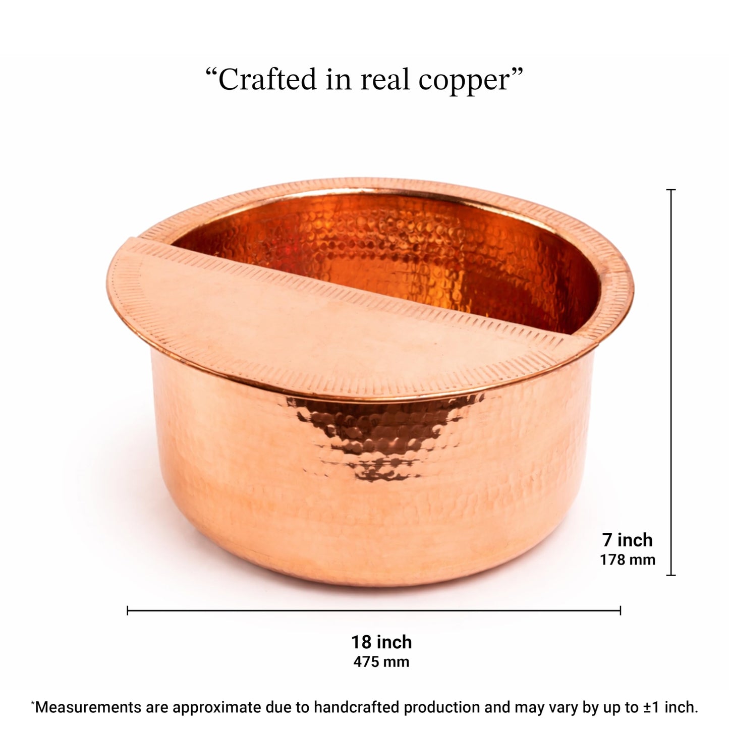 100% Solid Copper Foot Bowl with Removable Footrest – Hand Made Large Relaxation Pedicure Basin (10-20" Sizes) for Spa & Pedicure (18 Inches)