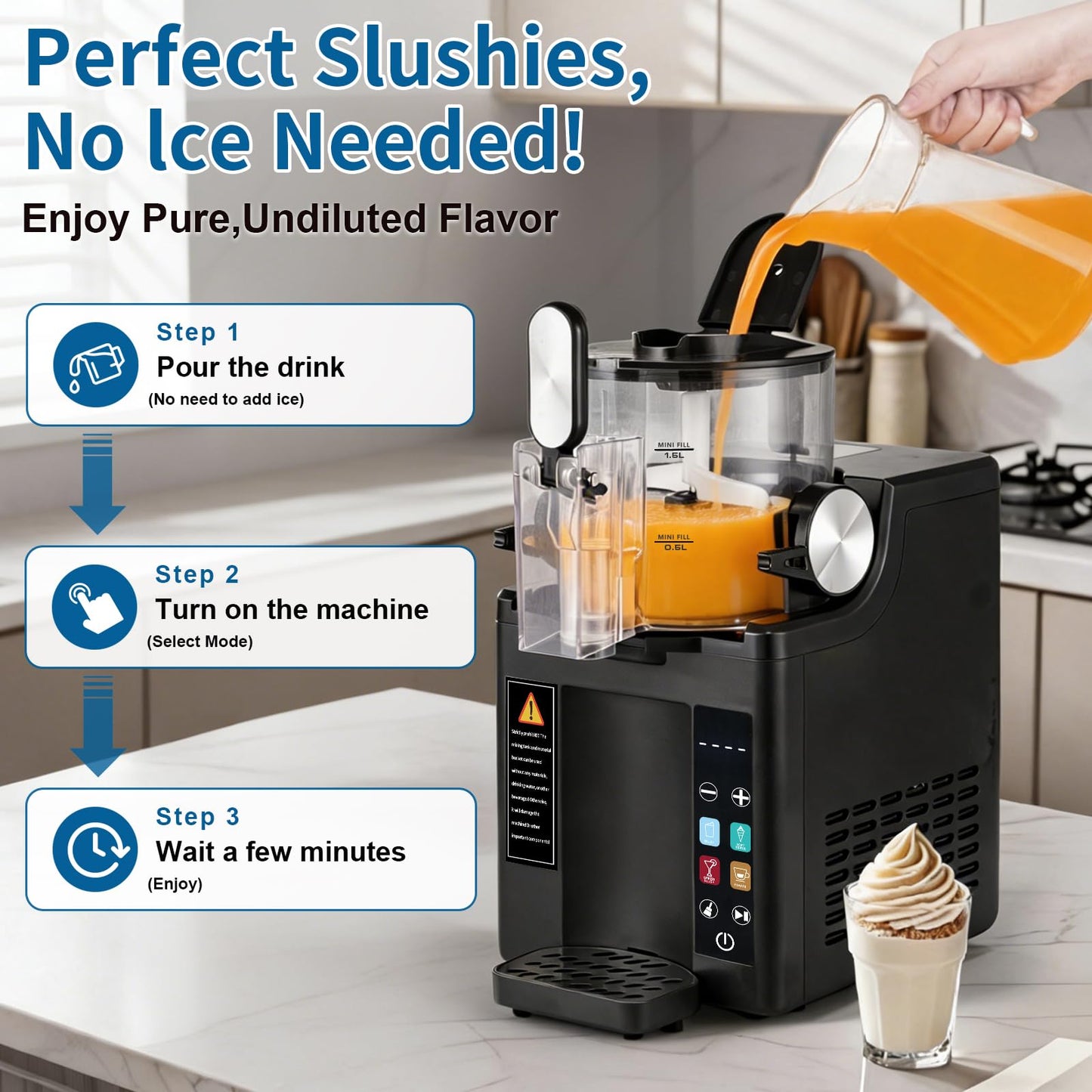 Slushie & Soft Serve Ice Cream Maker, Slushie Machine for Home,Frozen Drink Machine, No Ice Needed, Self Cleaning Slushy Machine, Perfect for Milkshake, Frozen Margaritas, Cocktail and More